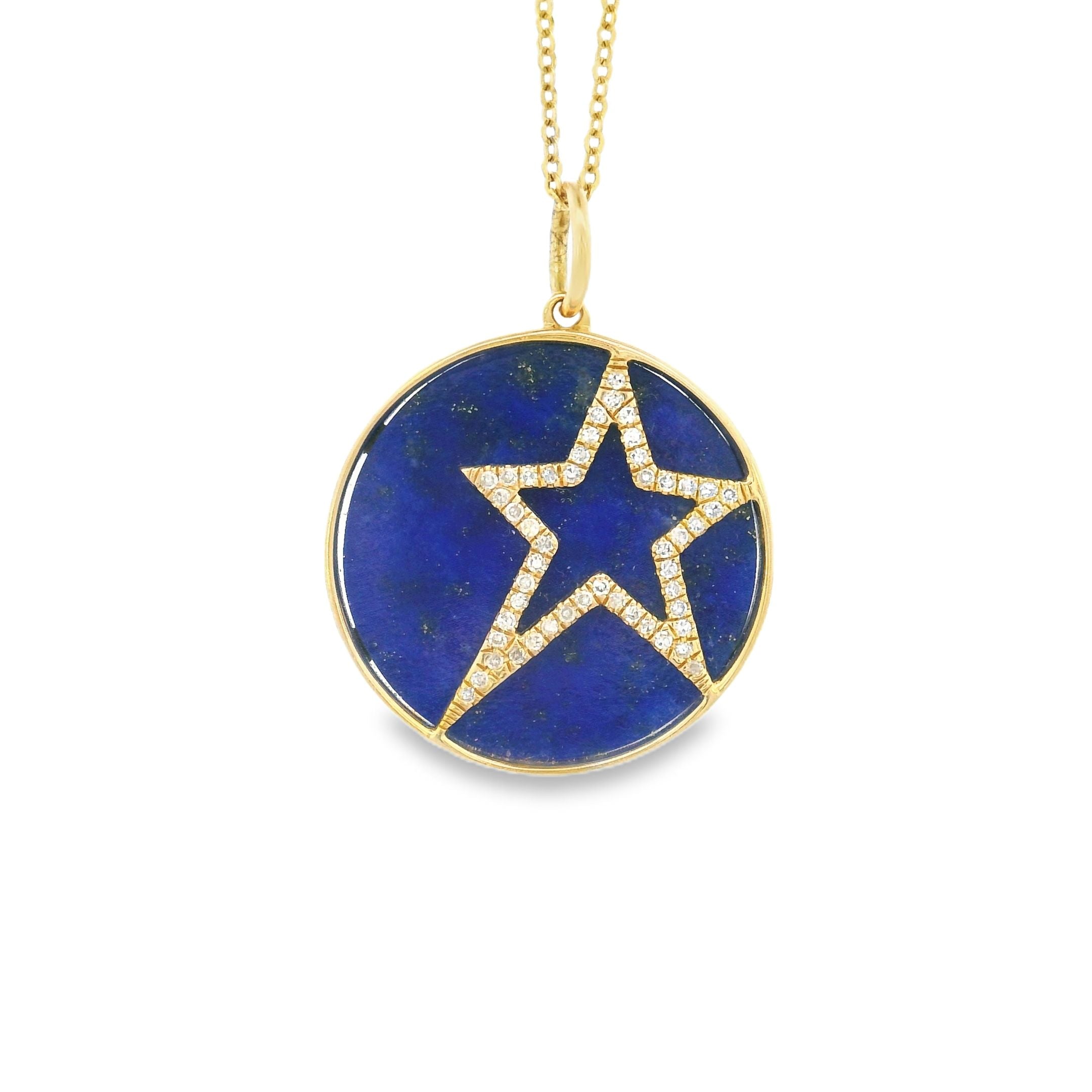 Diamond Blue Lapis Star 14k Gold Charm