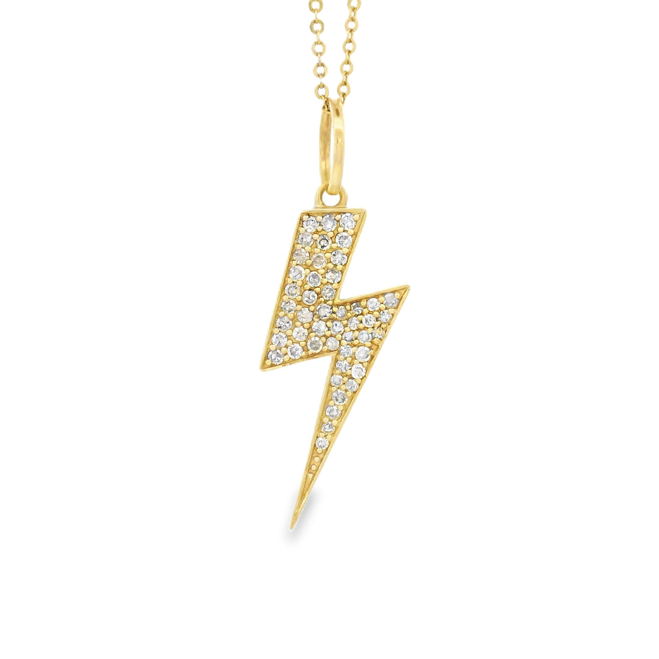 14k Yellow Gold Lightning Bolt Diamond Charm