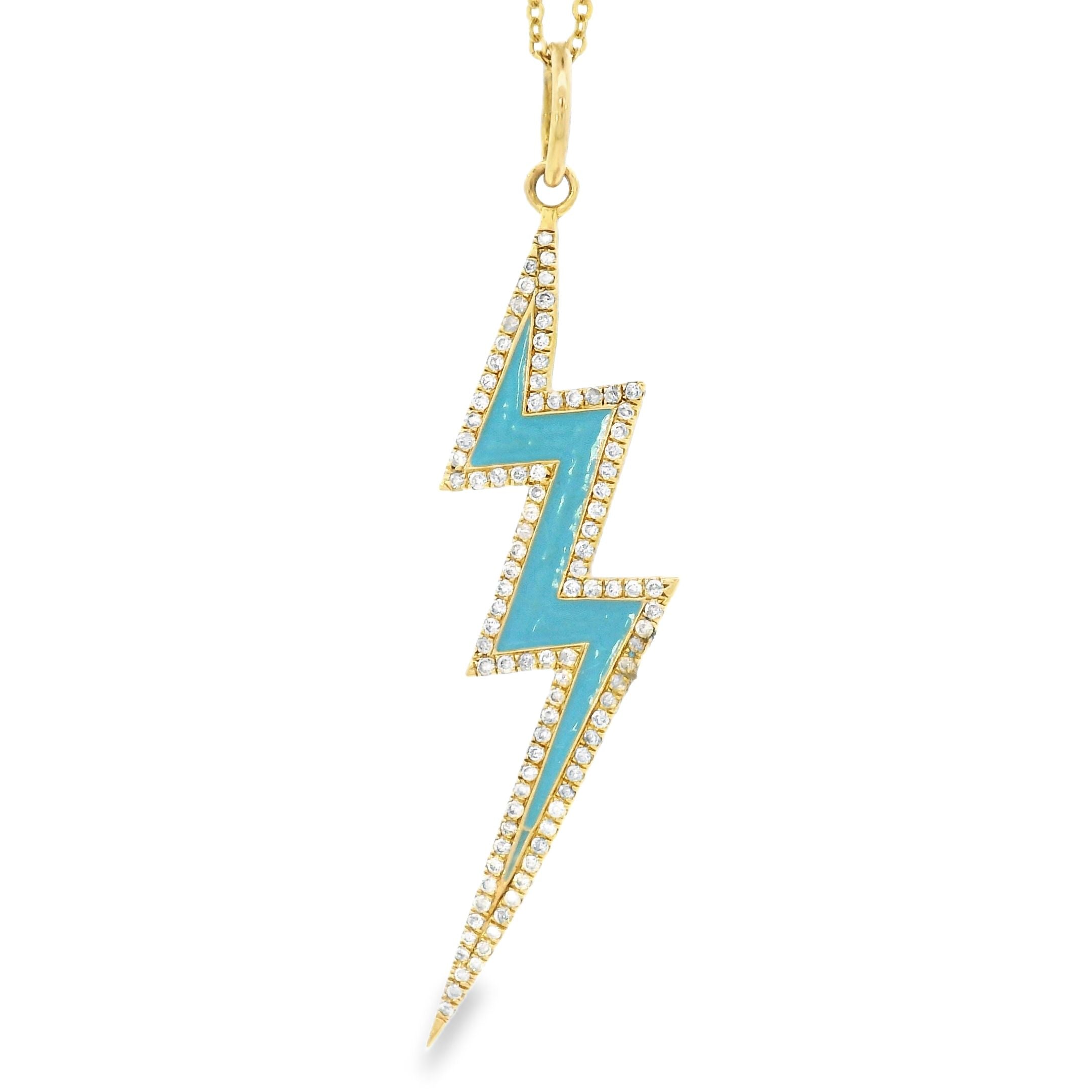 14k Gold Turquoise and Diamond Lightning Bolt Charm