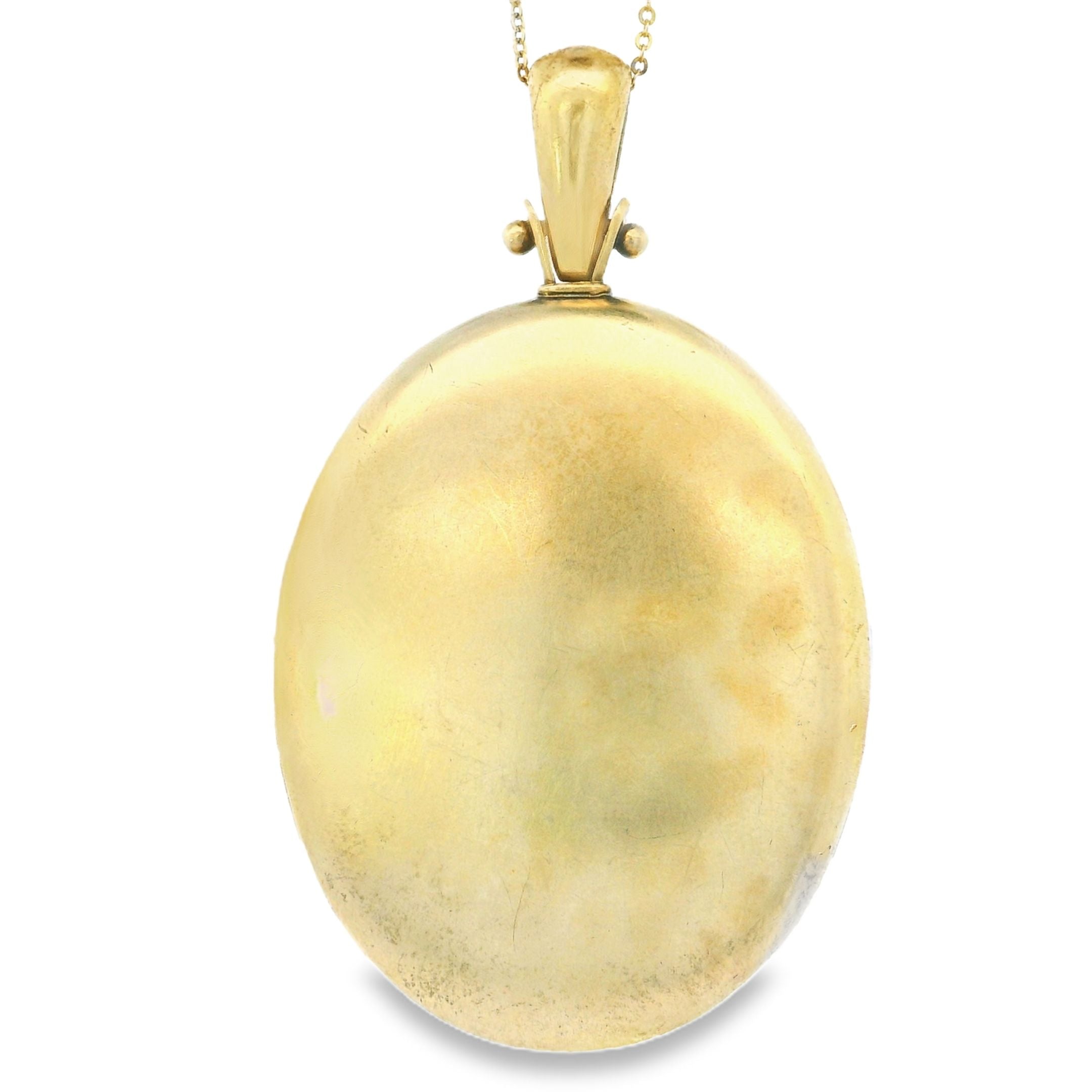 Relicario ovalado de diamantes franceses antiguos en oro amarillo de 18 k