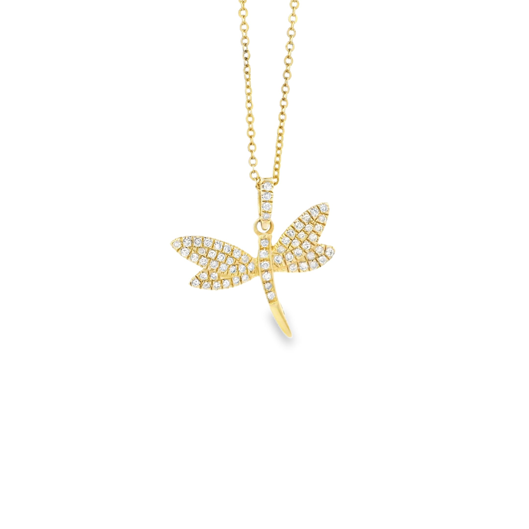 14k Yellow Gold Diamond Dragonfly Charm