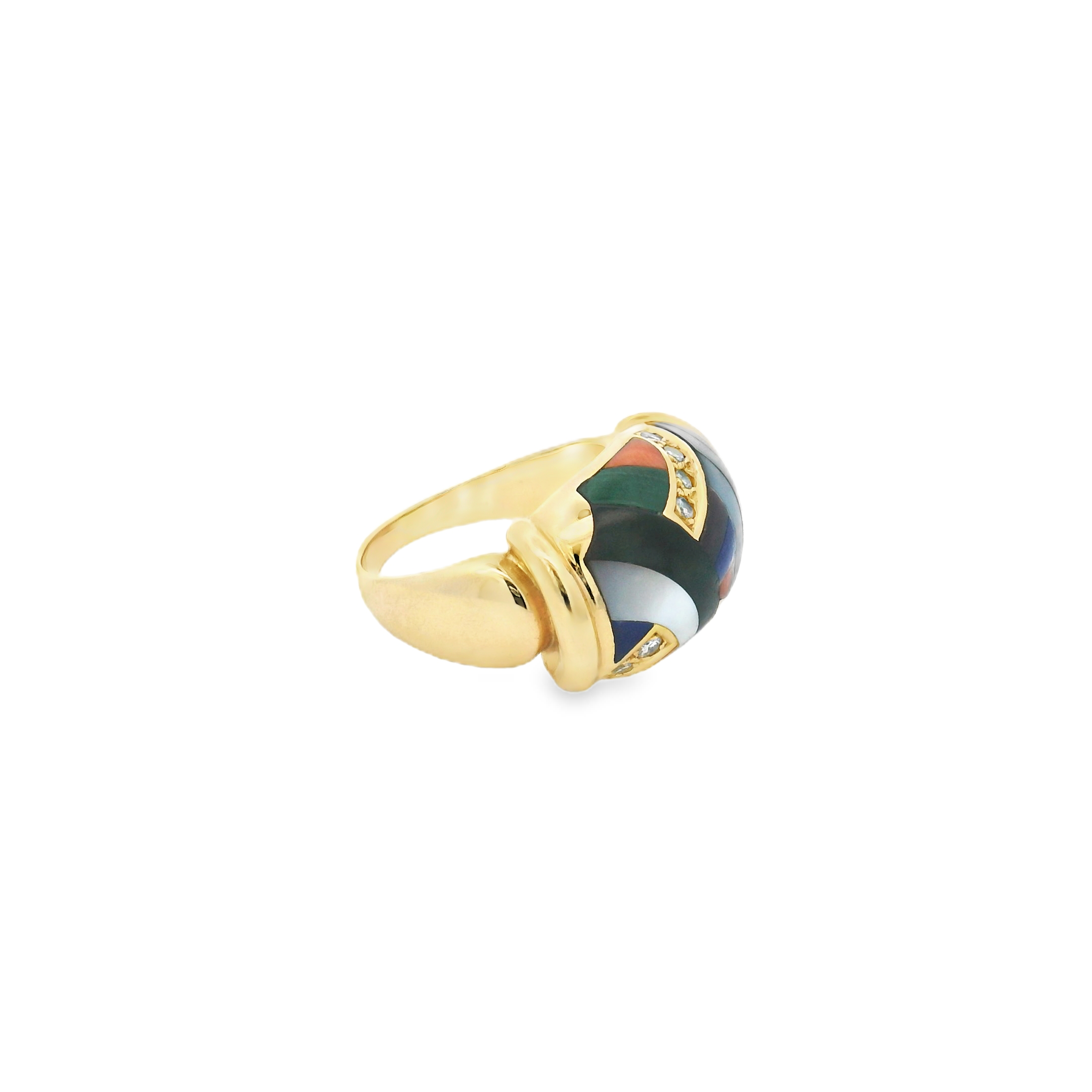 Anillo de oro de 14 k con piedras preciosas y diamantes vintage
