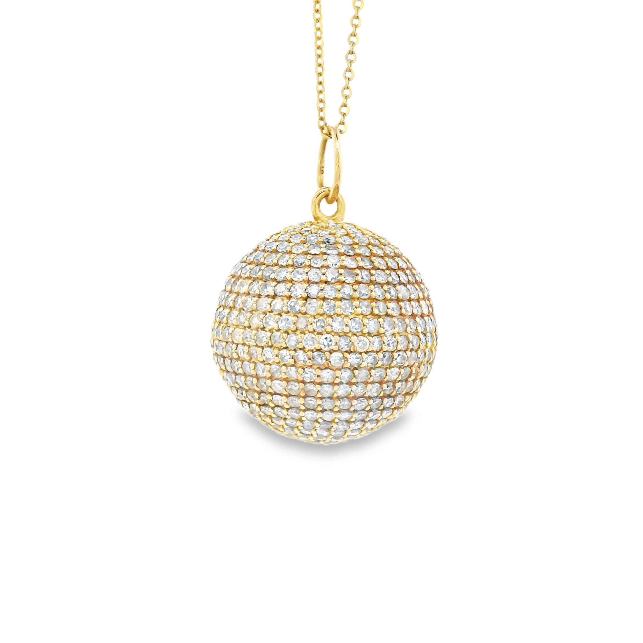 14k Yellow Gold Diamond Disco Ball Charm