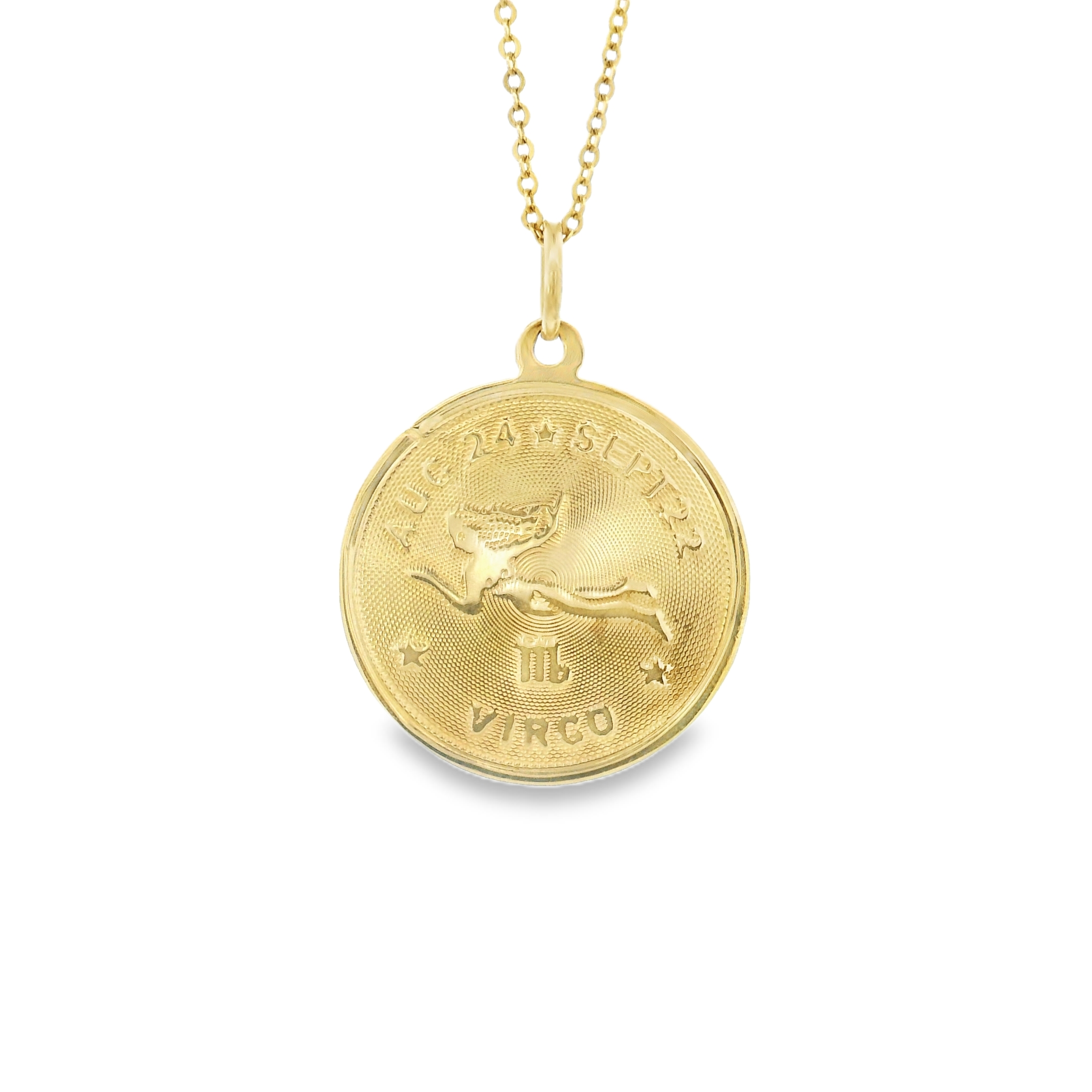 14k Yellow Gold Vintage Virgo Zodiac Charm