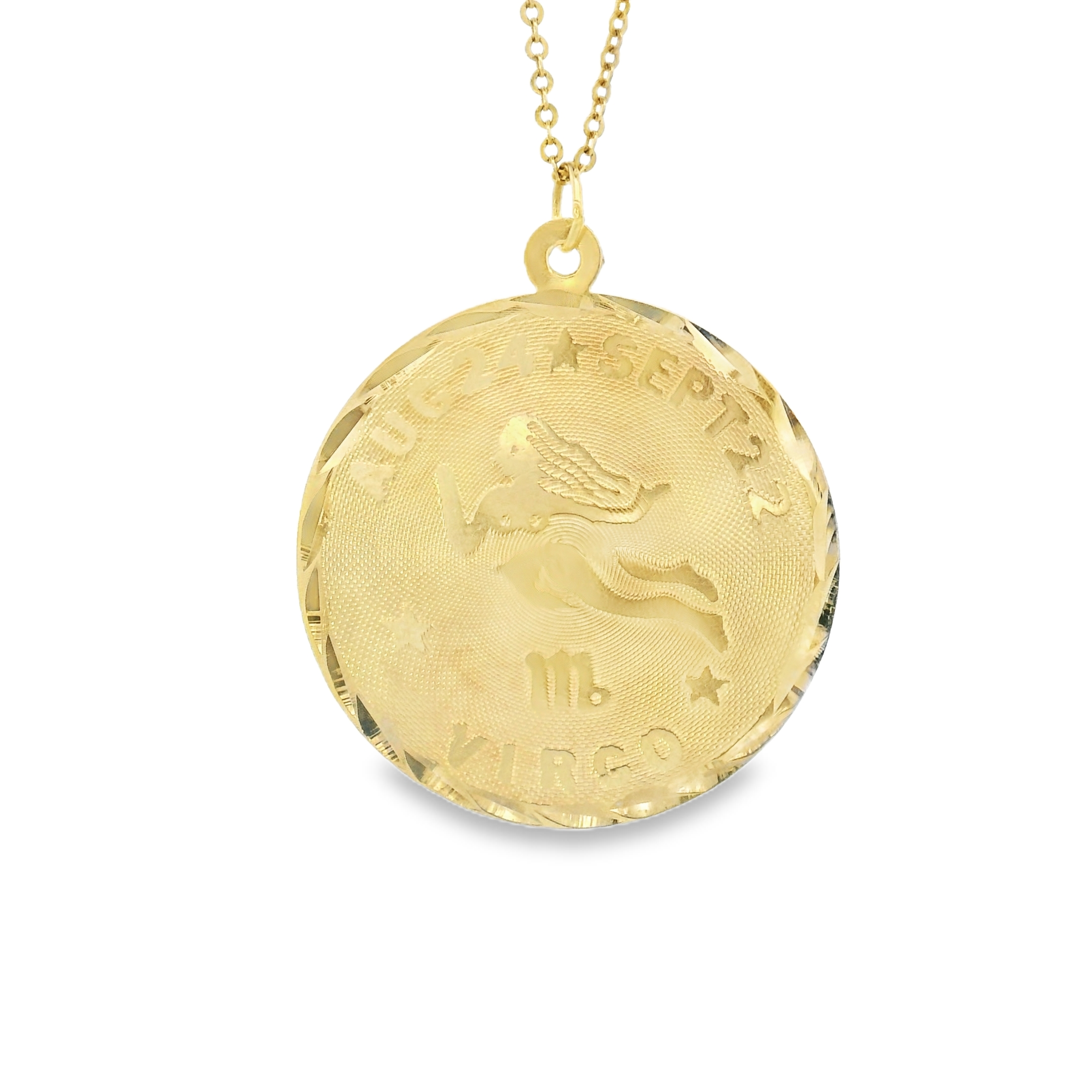 14k Yellow Gold Vintage Virgo Coin Zodiac Charm