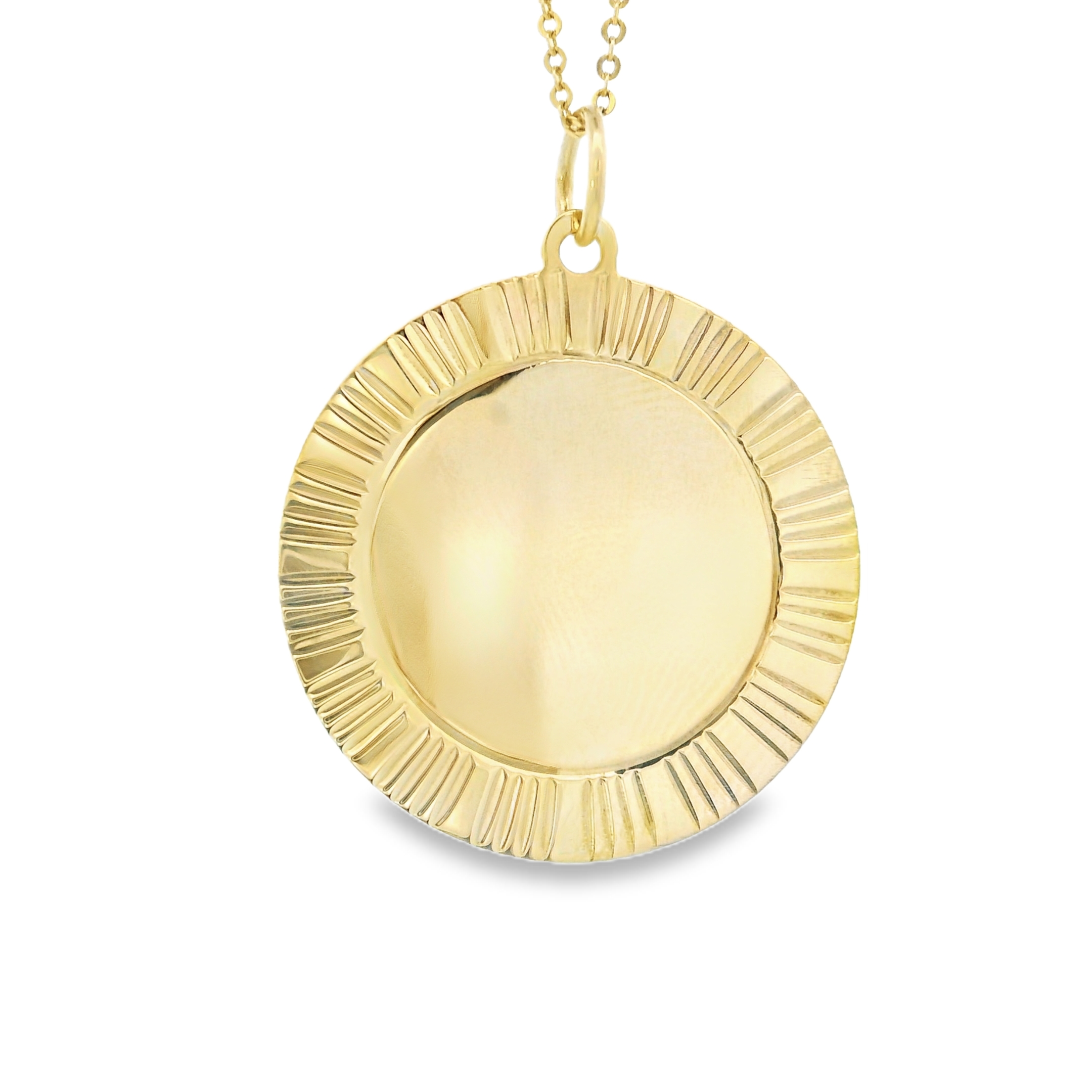 Dije de oro de 14 k con forma de motor de círculo vintage