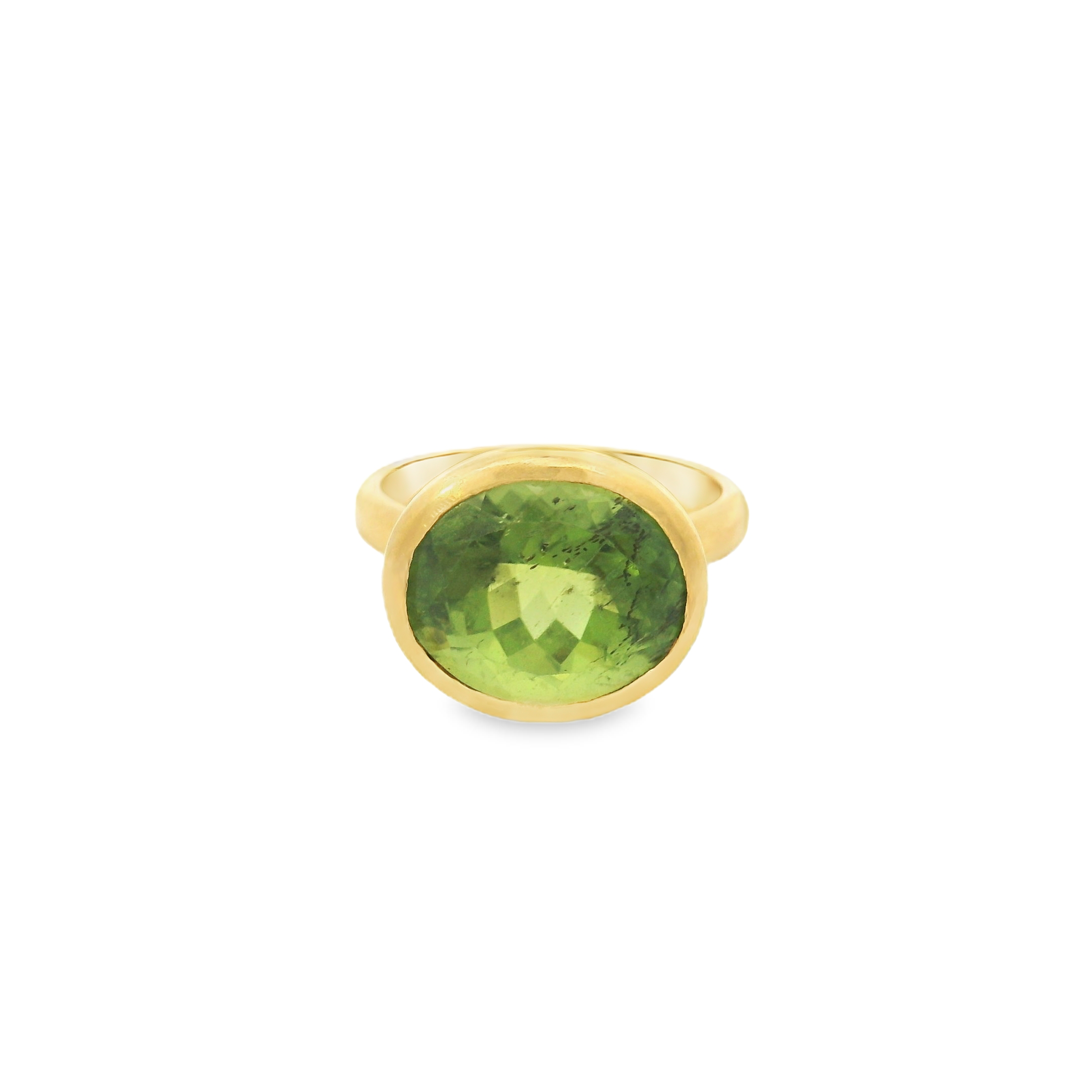 Anillo de peridoto de 2 quilates en oro amarillo de 22 k