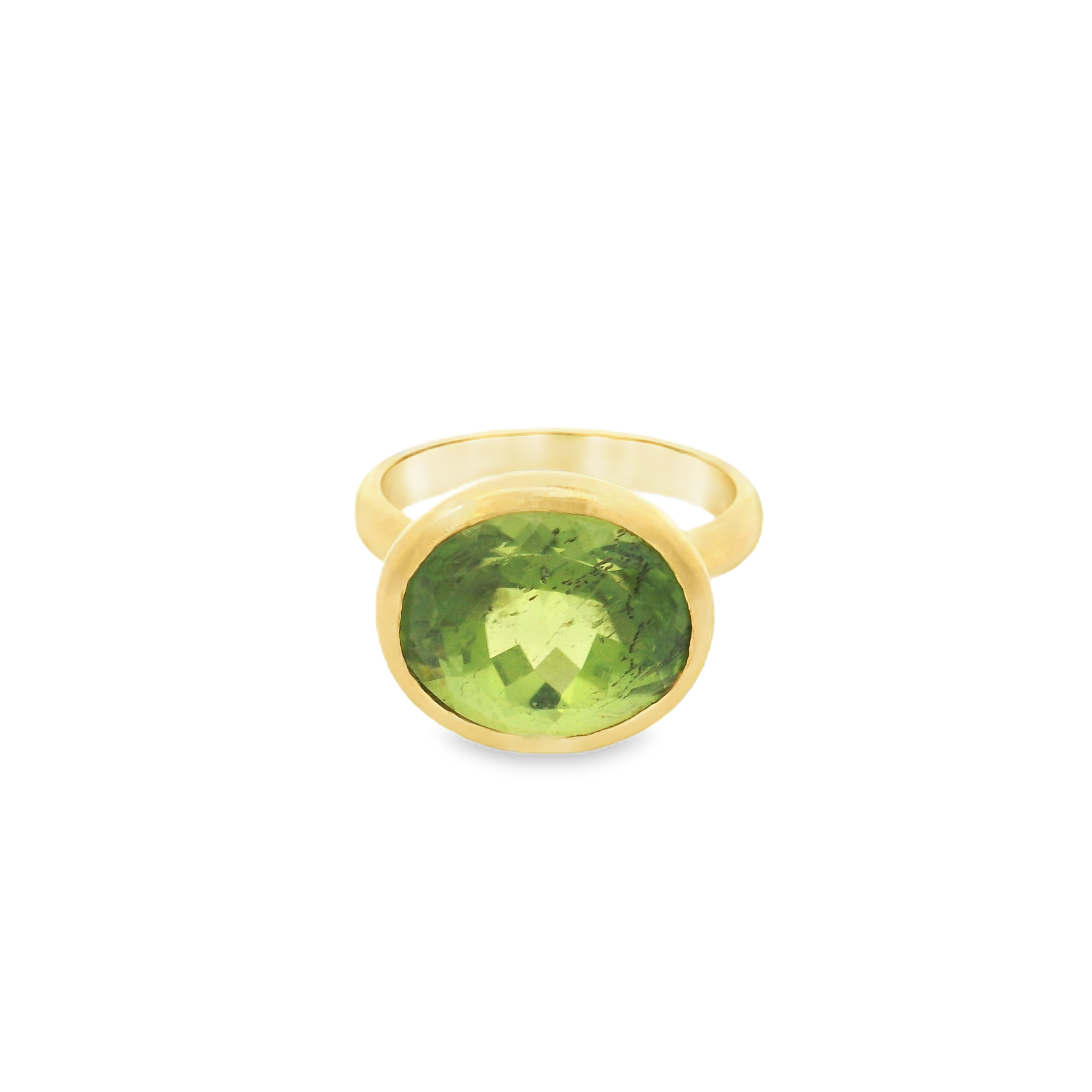 Anillo de peridoto de 2 quilates en oro amarillo de 22 k