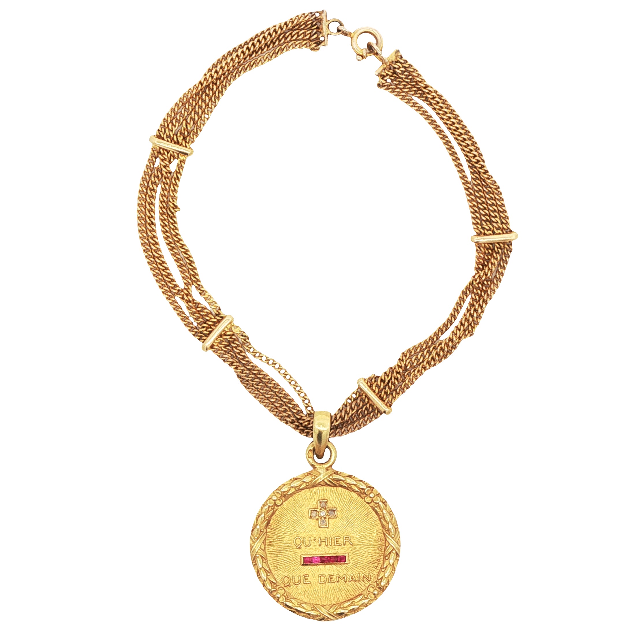 18k Yellow Gold Vintage French Augis "+ qu'hier - que demain" Bracelet