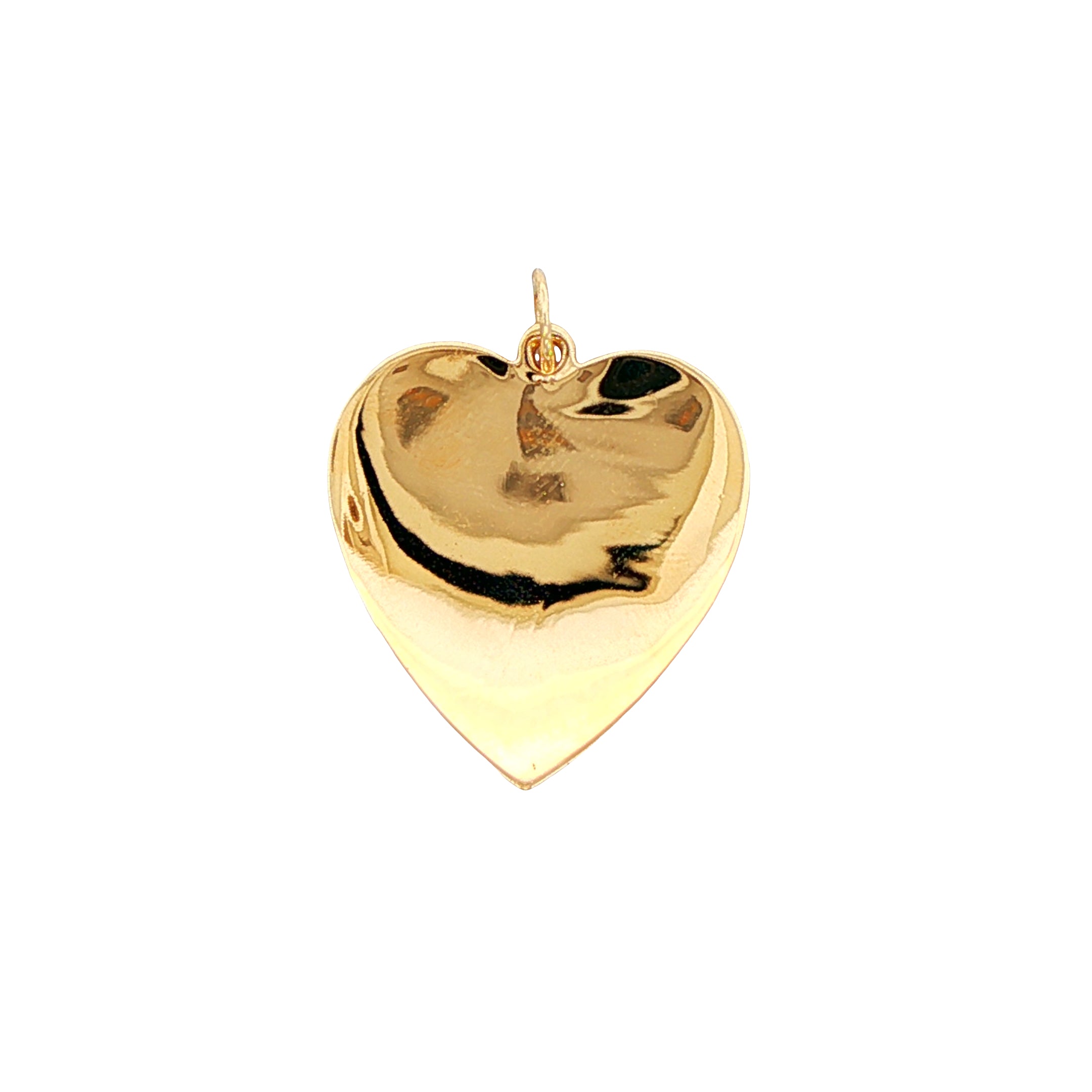 14k Yellow Gold 1950s Engine Turned Vintage Heart Charm