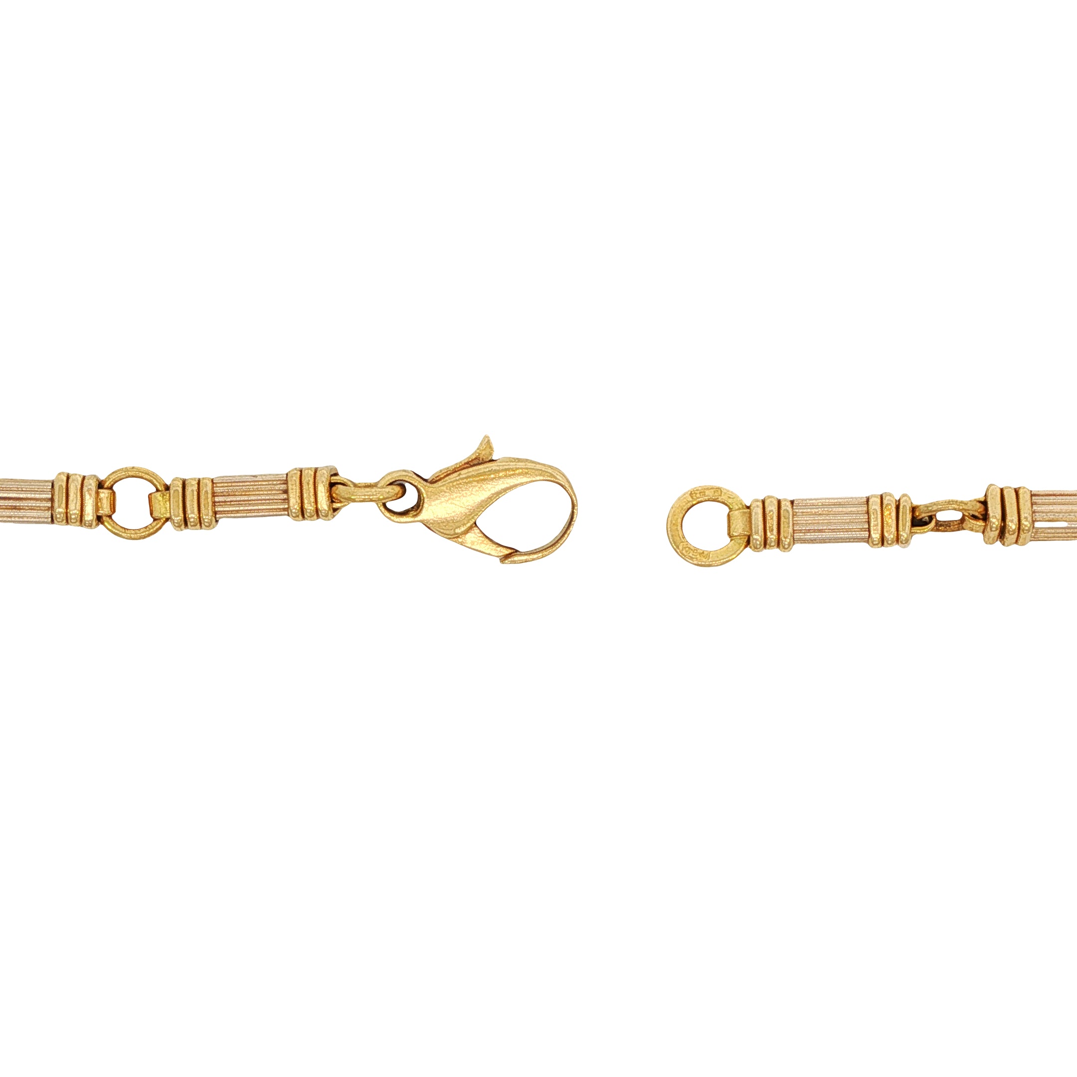 18k Yellow Gold Vintage Solid Curved Bar Link Necklace