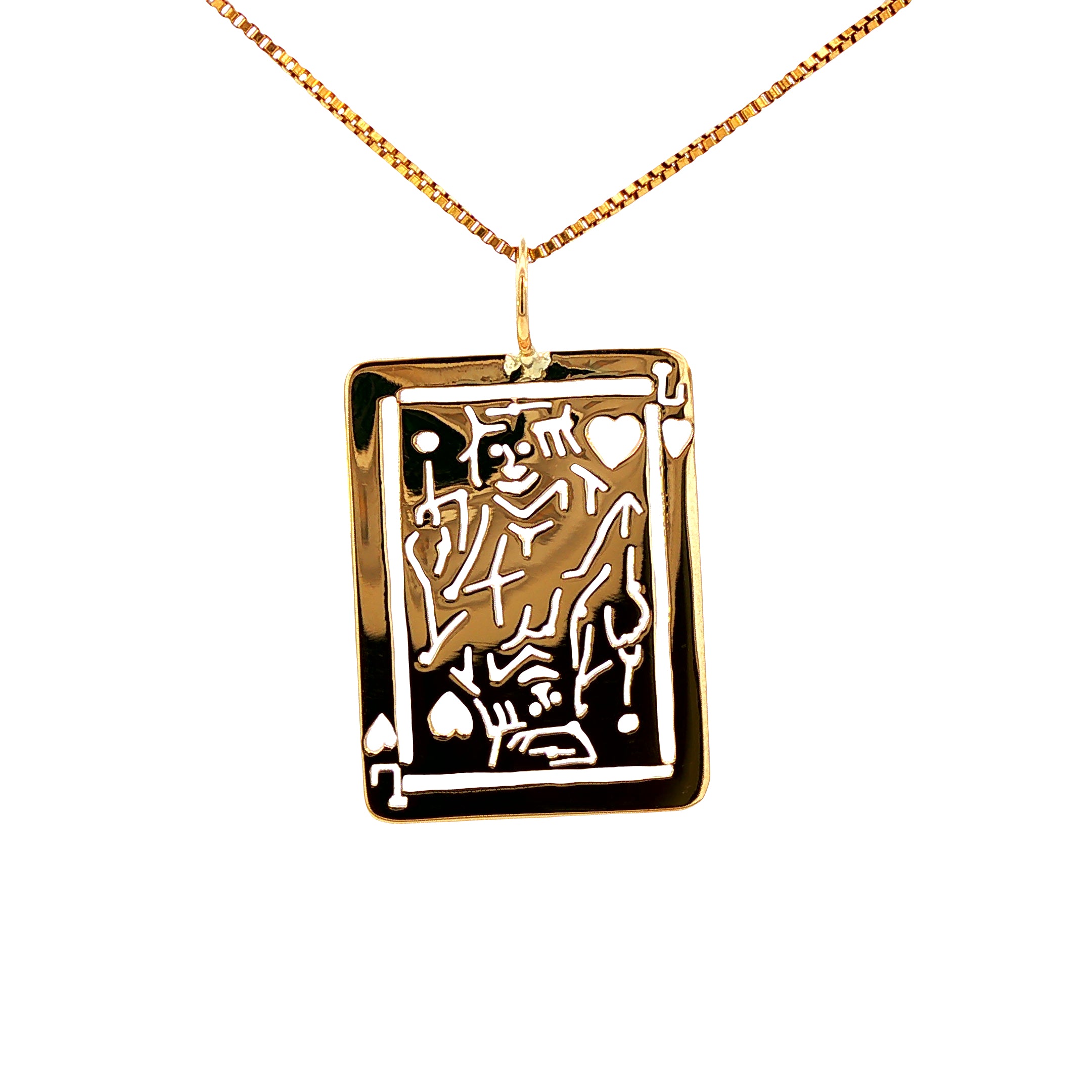 14k Yellow Gold Vintage Queen of Heart Card Charm