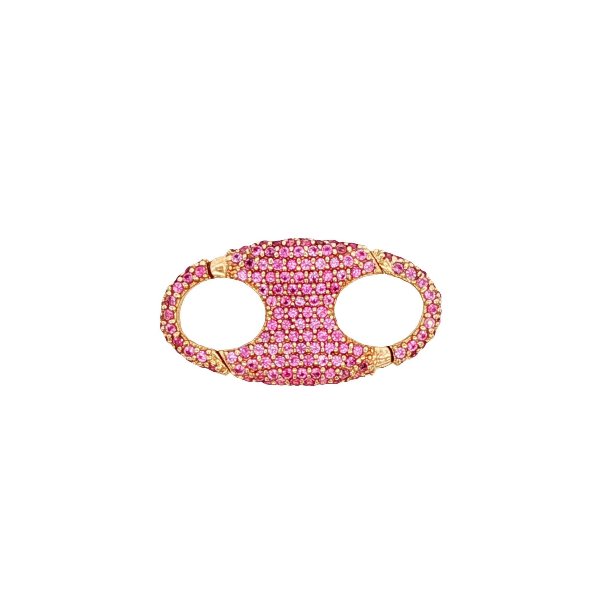 14k Yellow Gold Pink Sapphire, Diamond Openable Mariner Clasp