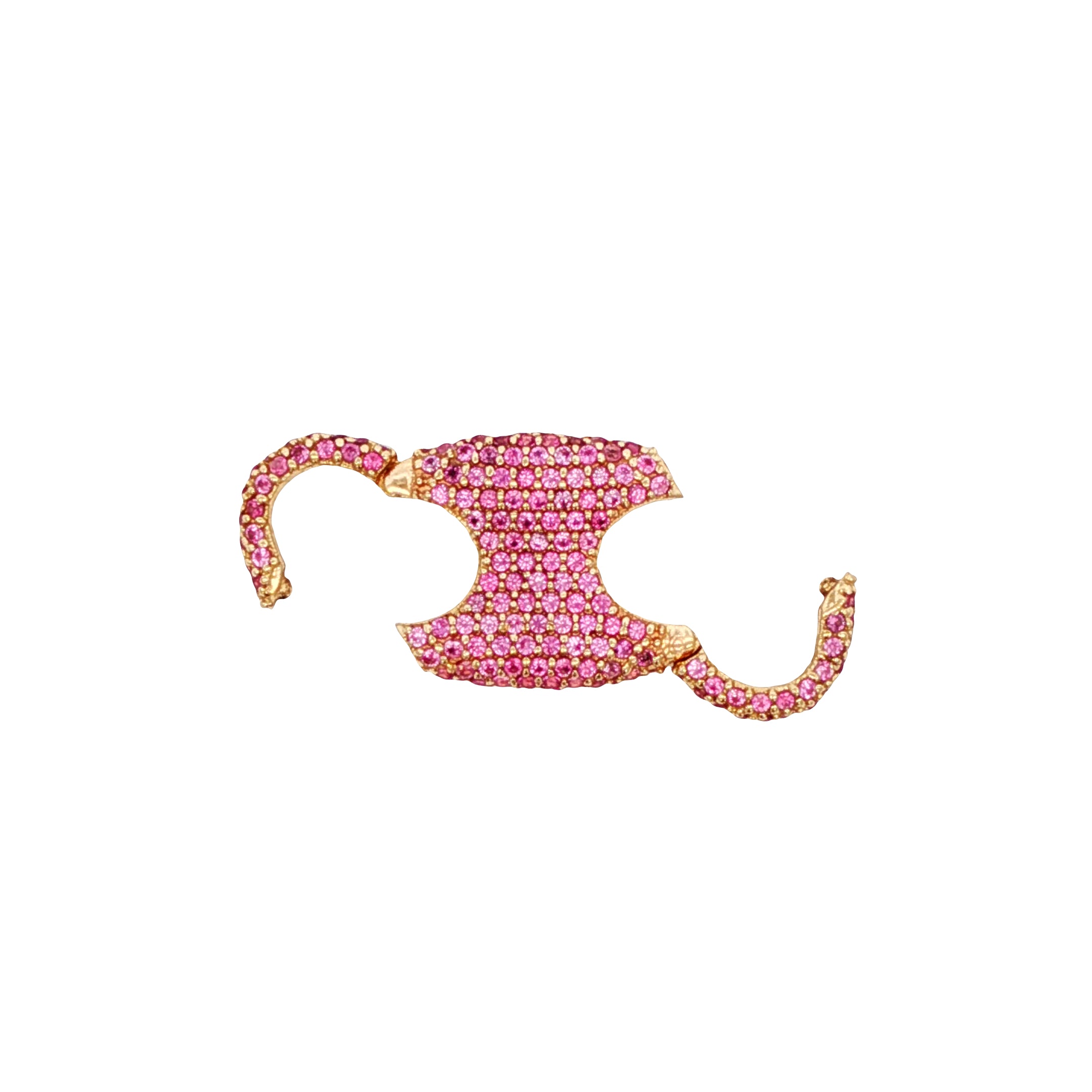 14k Yellow Gold Pink Sapphire, Diamond Openable Mariner Clasp