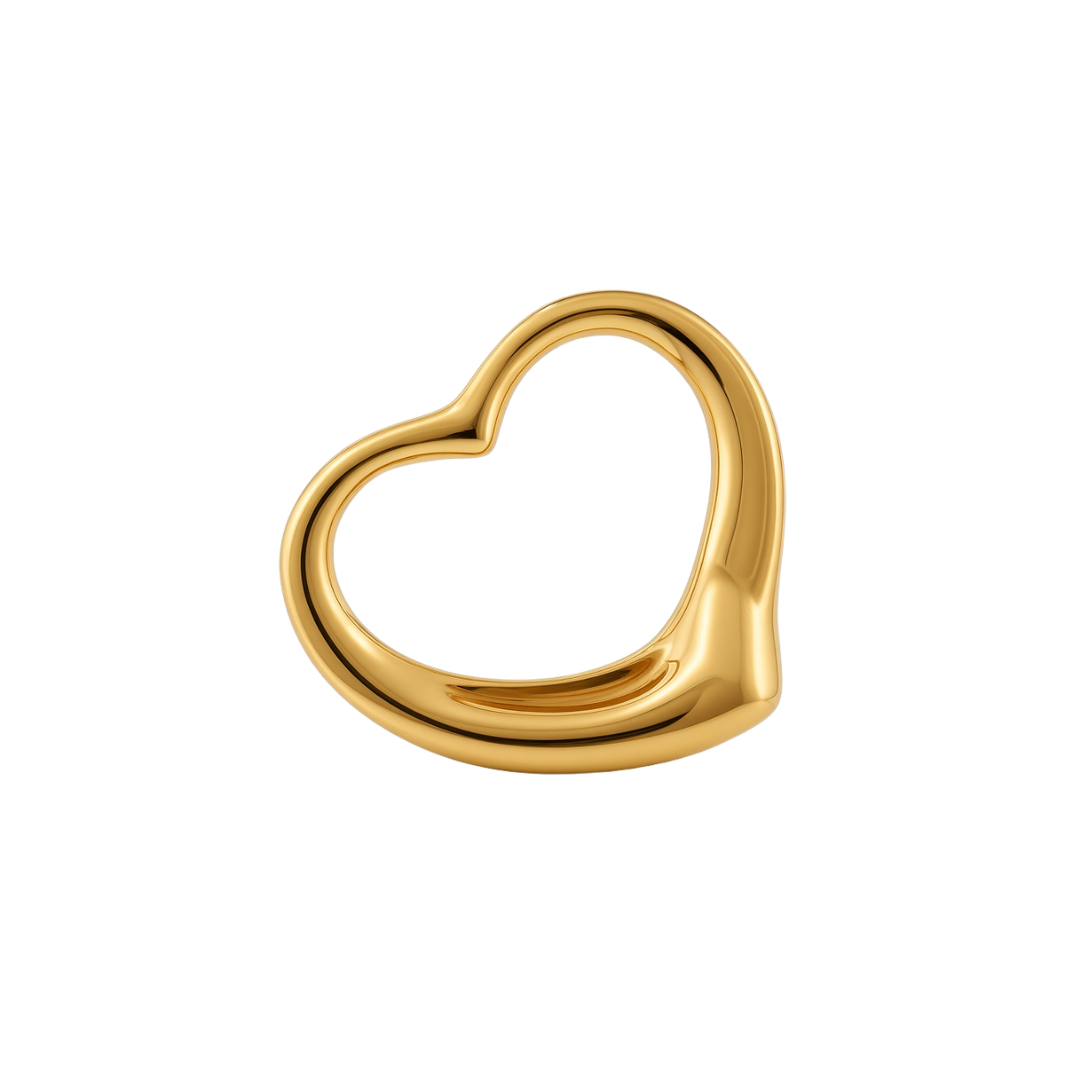 18k Yellow Gold Vintage 1980's Open Heart Charm Pendant
