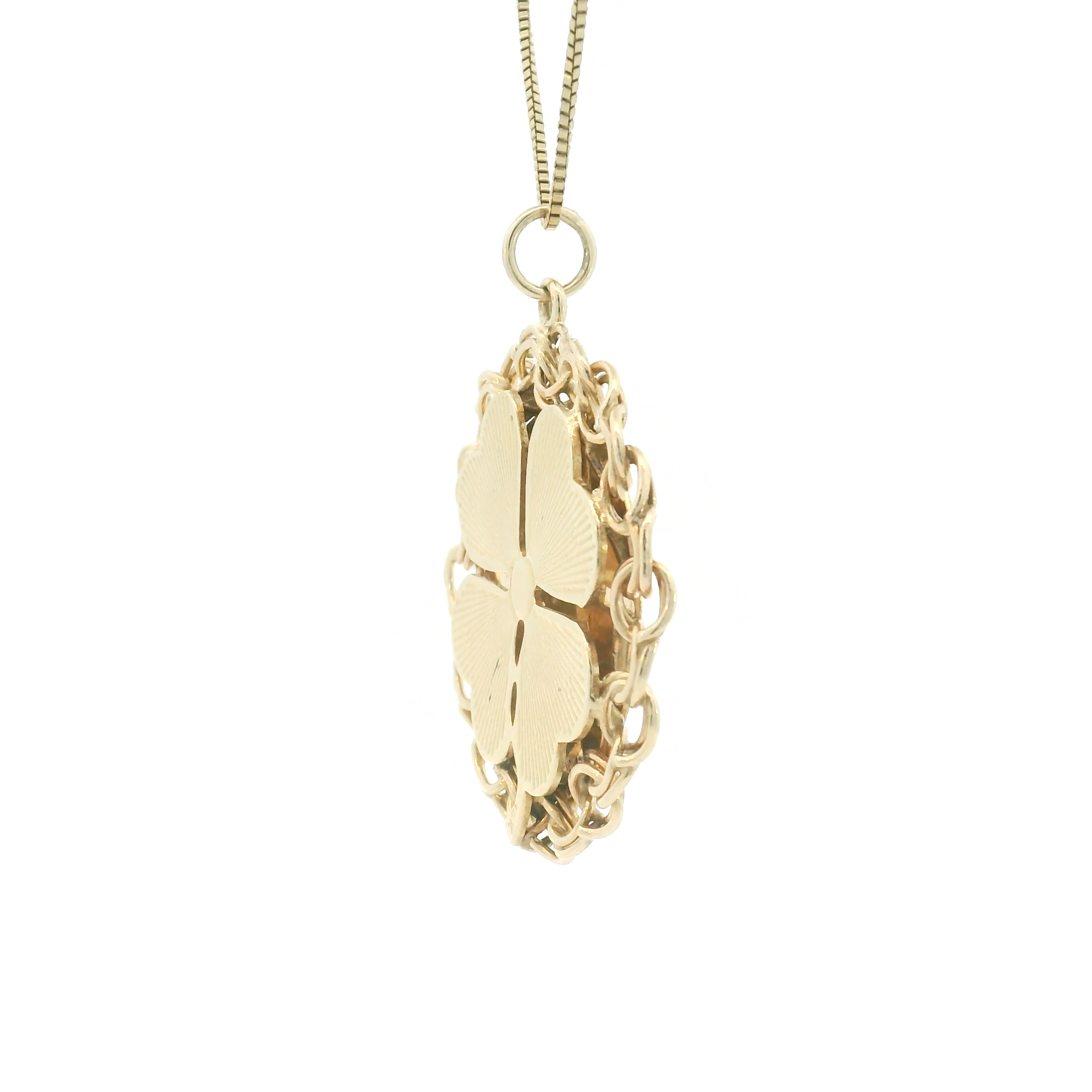 14k Yellow Gold Vintage Two-sided Clover Charm