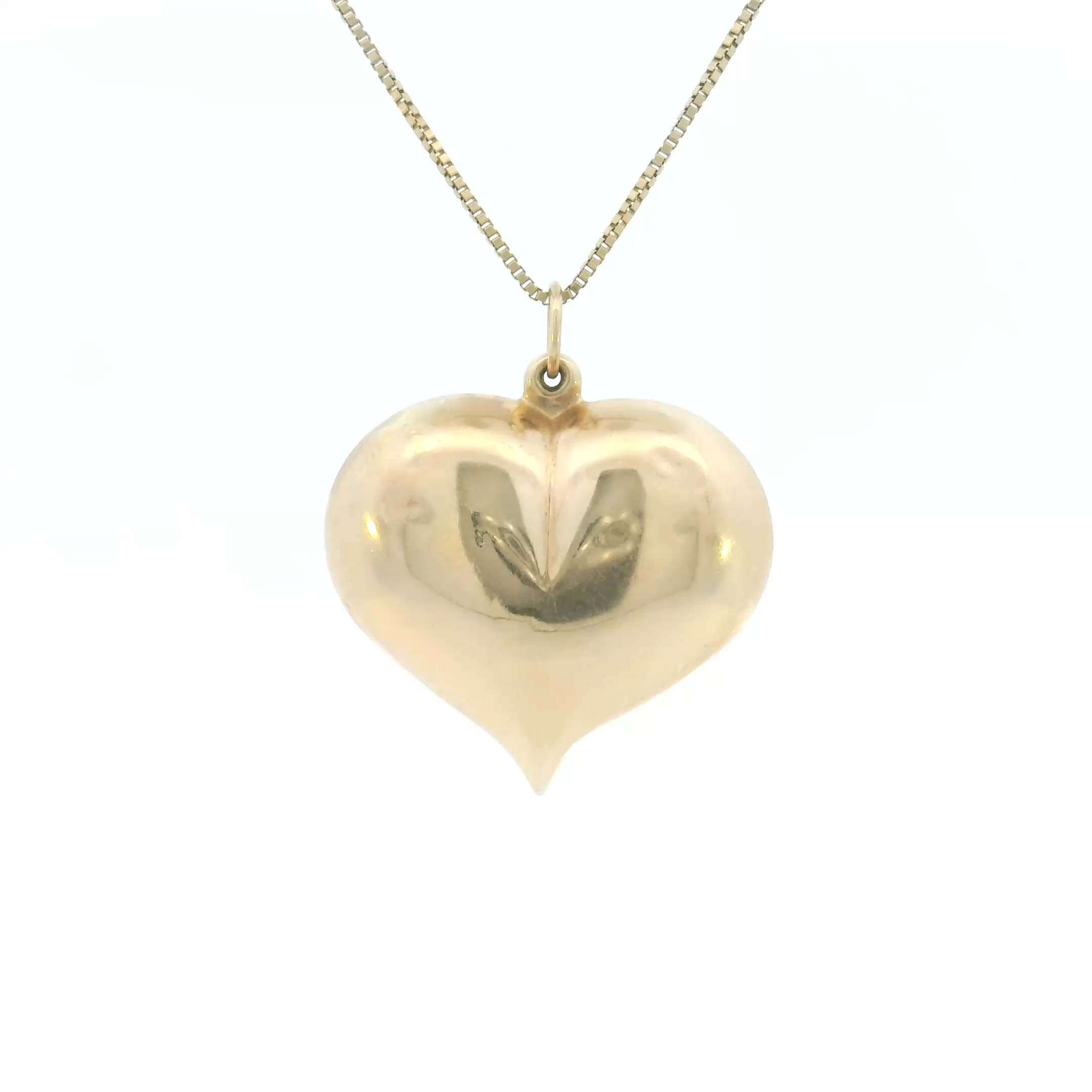 14k Yellow Gold Vintage Puffy Heart Charm
