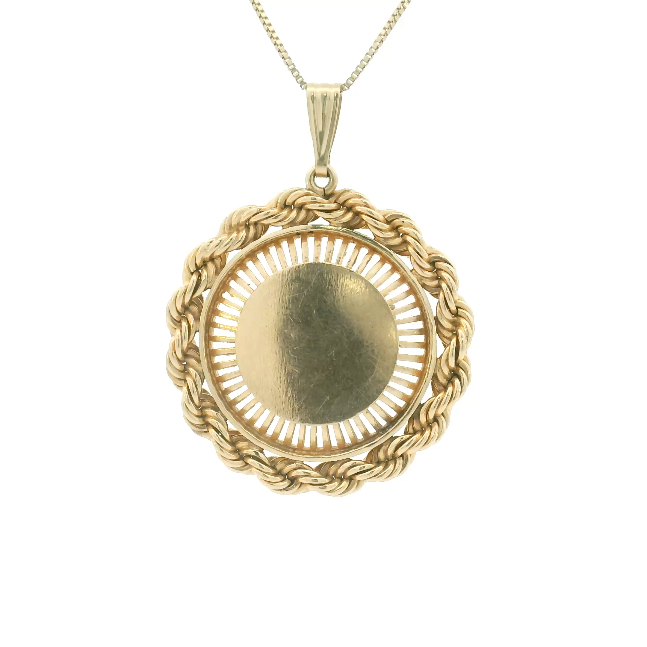 14k Yellow Gold Vintage Braided Edge Locket Charm