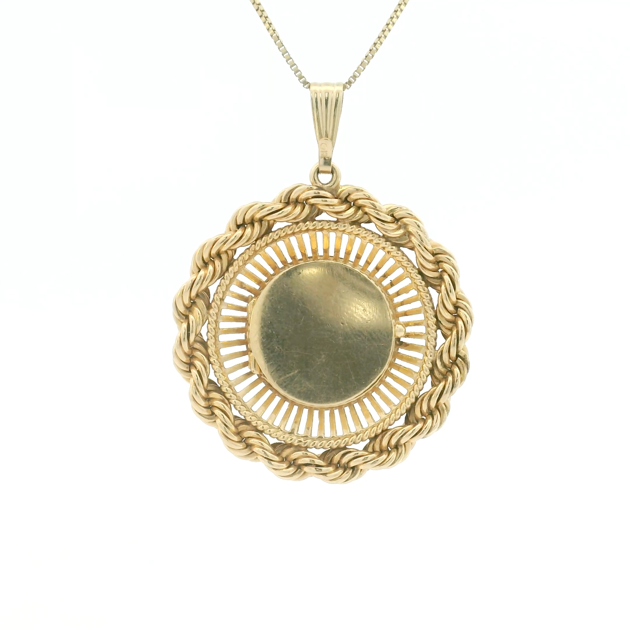 14k Yellow Gold Vintage Braided Edge Locket Charm