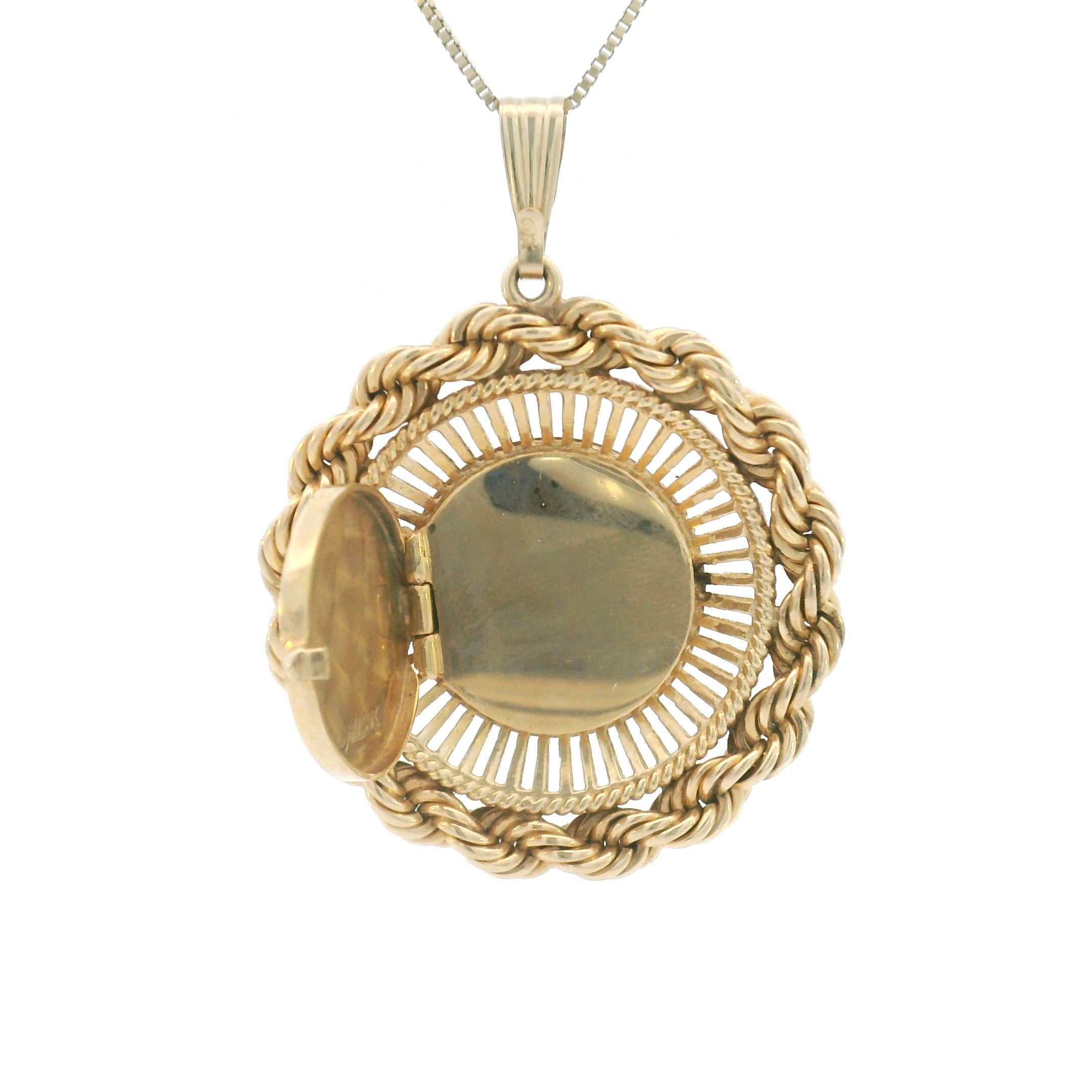 14k Yellow Gold Vintage Braided Edge Locket Charm