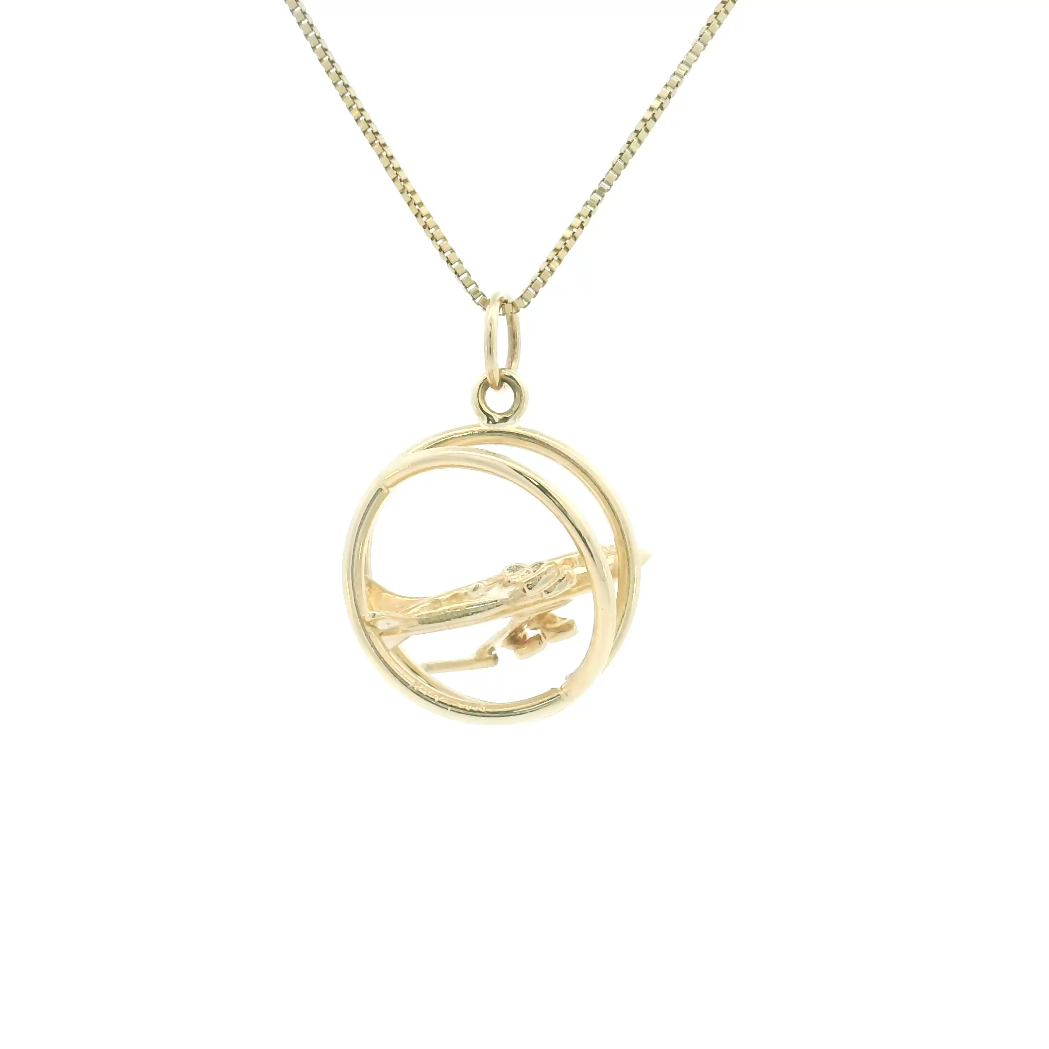 14k Yellow Gold Vintage 3-D Airplane Charm