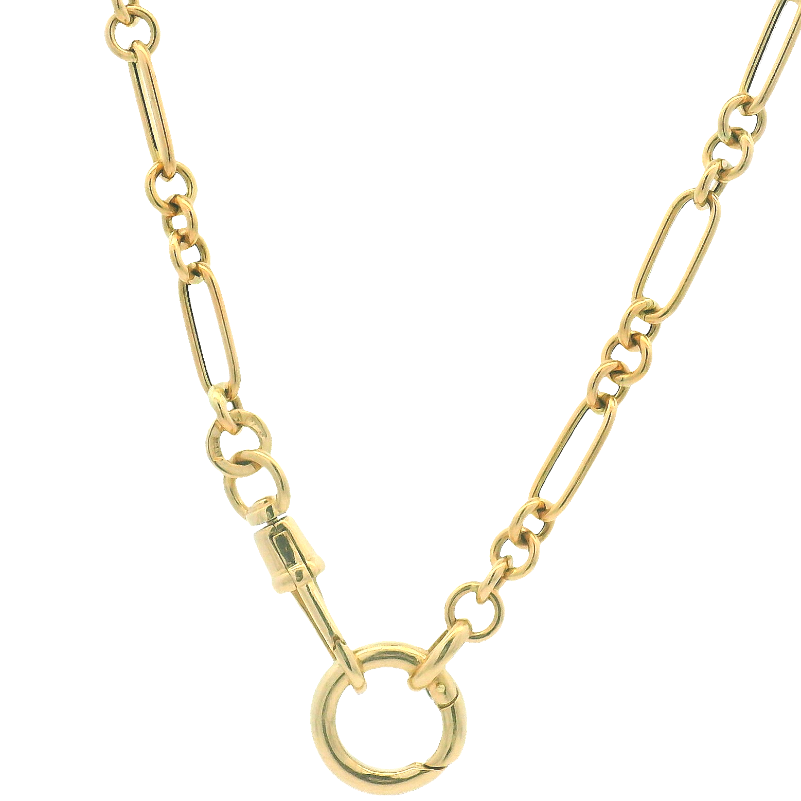 14k Yellow Gold Mixed Link Chain with Push-in Circle and Dog-tag Clasp