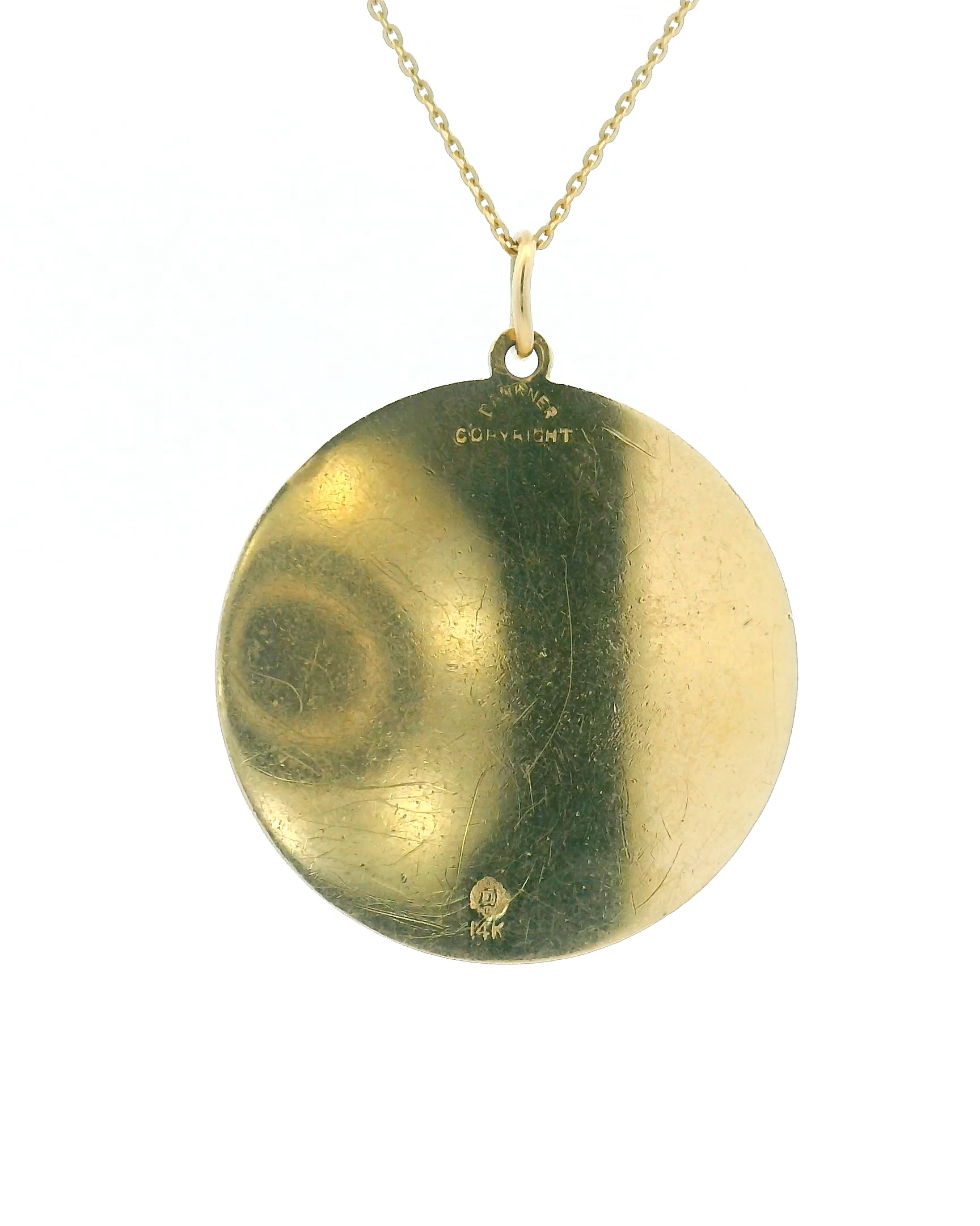 14k Yellow Gold Clover Horseshoe Engined Turned Charm