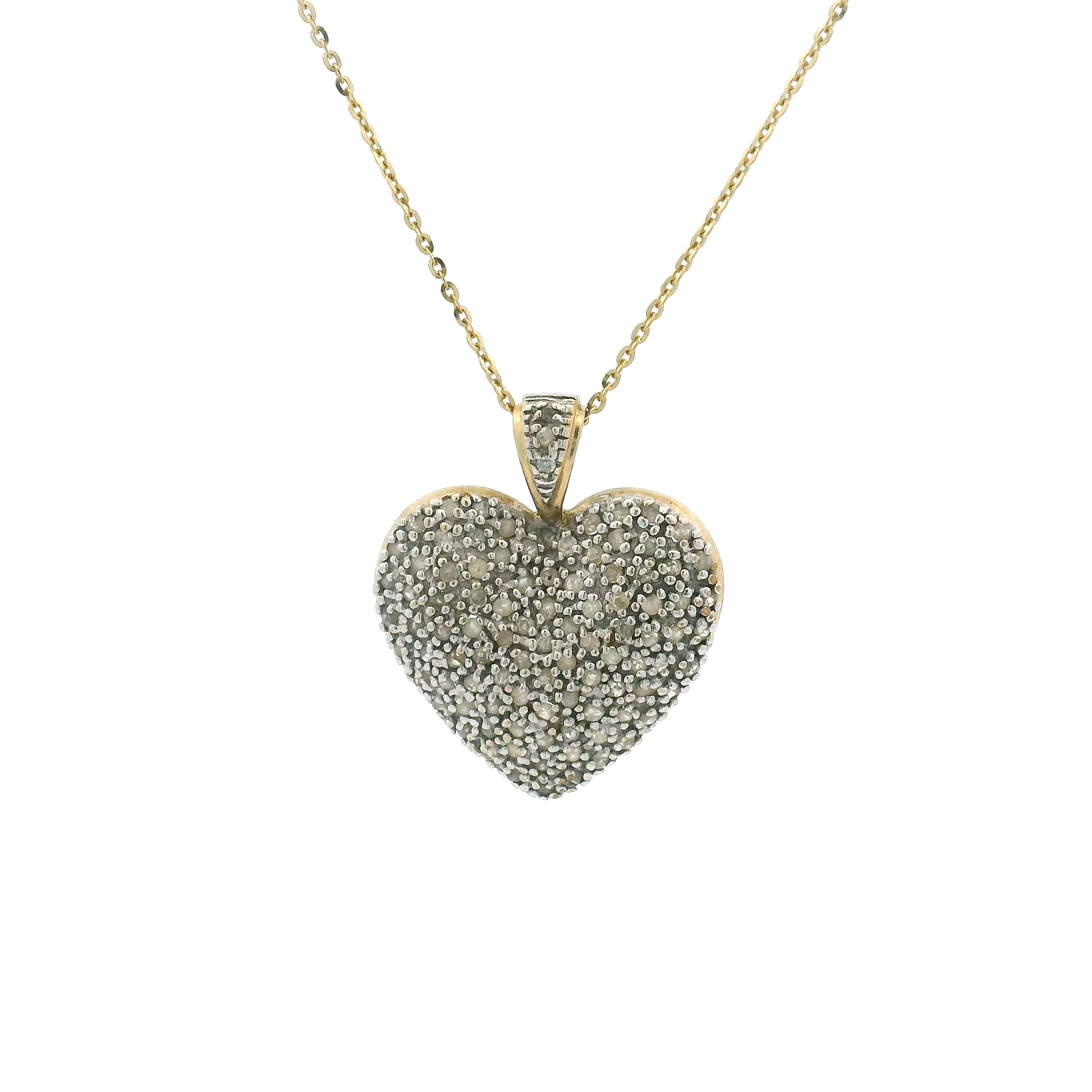 14k Yellow Gold Diamond Heart Charm