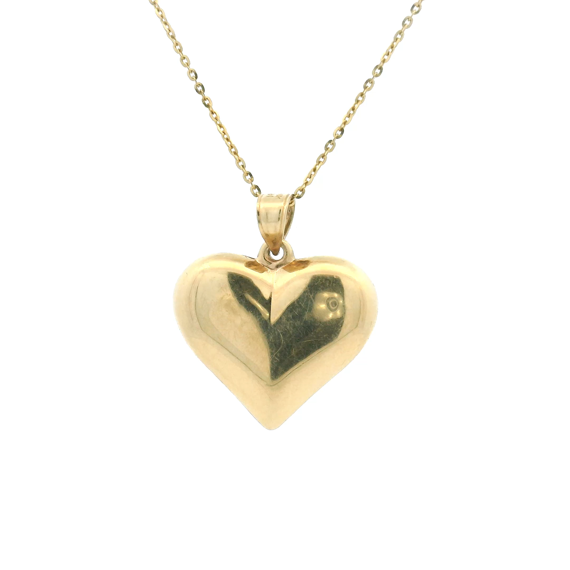 14k Yellow Gold Puffy Heart Charm