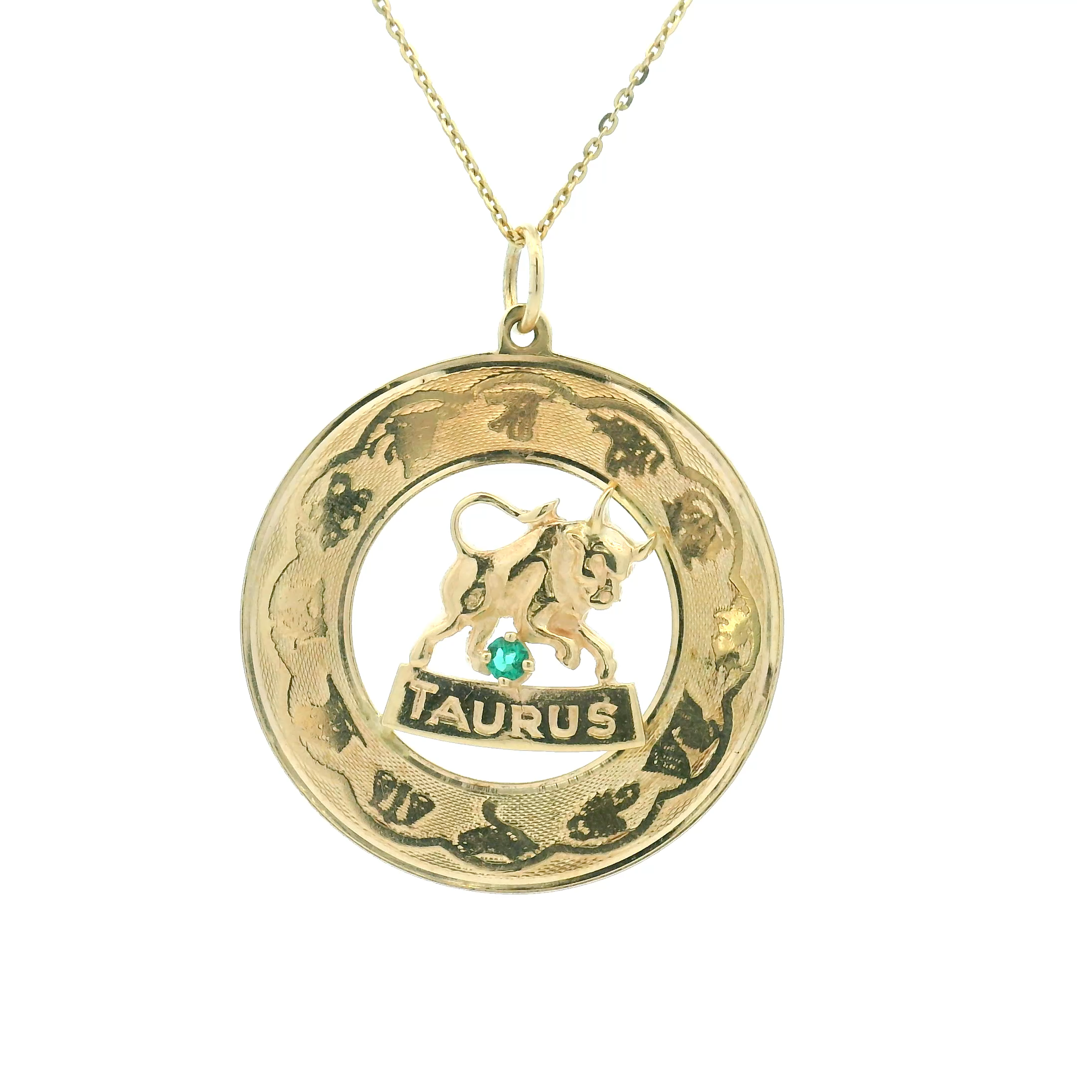 14k Yellow Gold Vintage Taurus Zodiac Charm