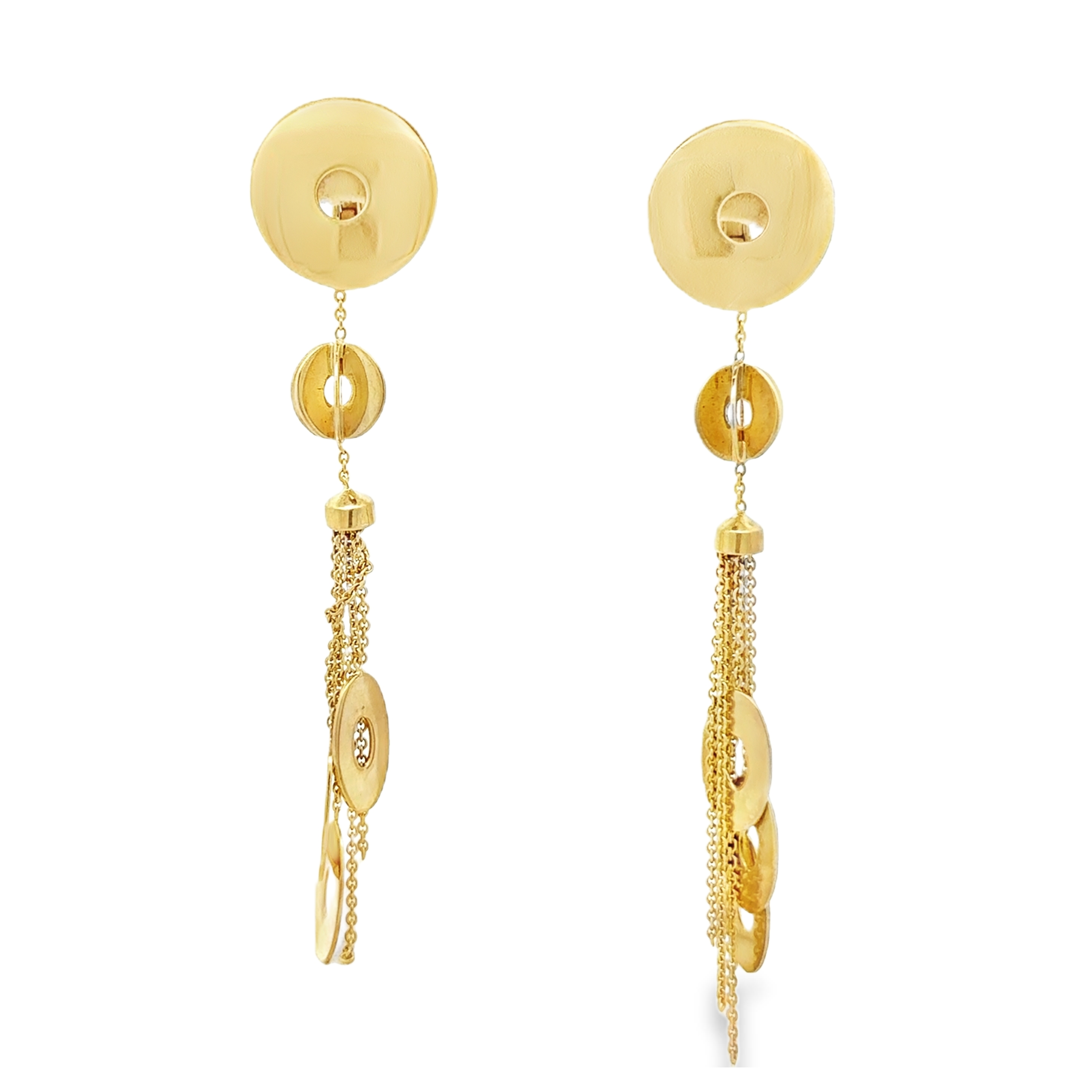 14k Yellow Gold Elegant Gold Circle Dangle Earrings