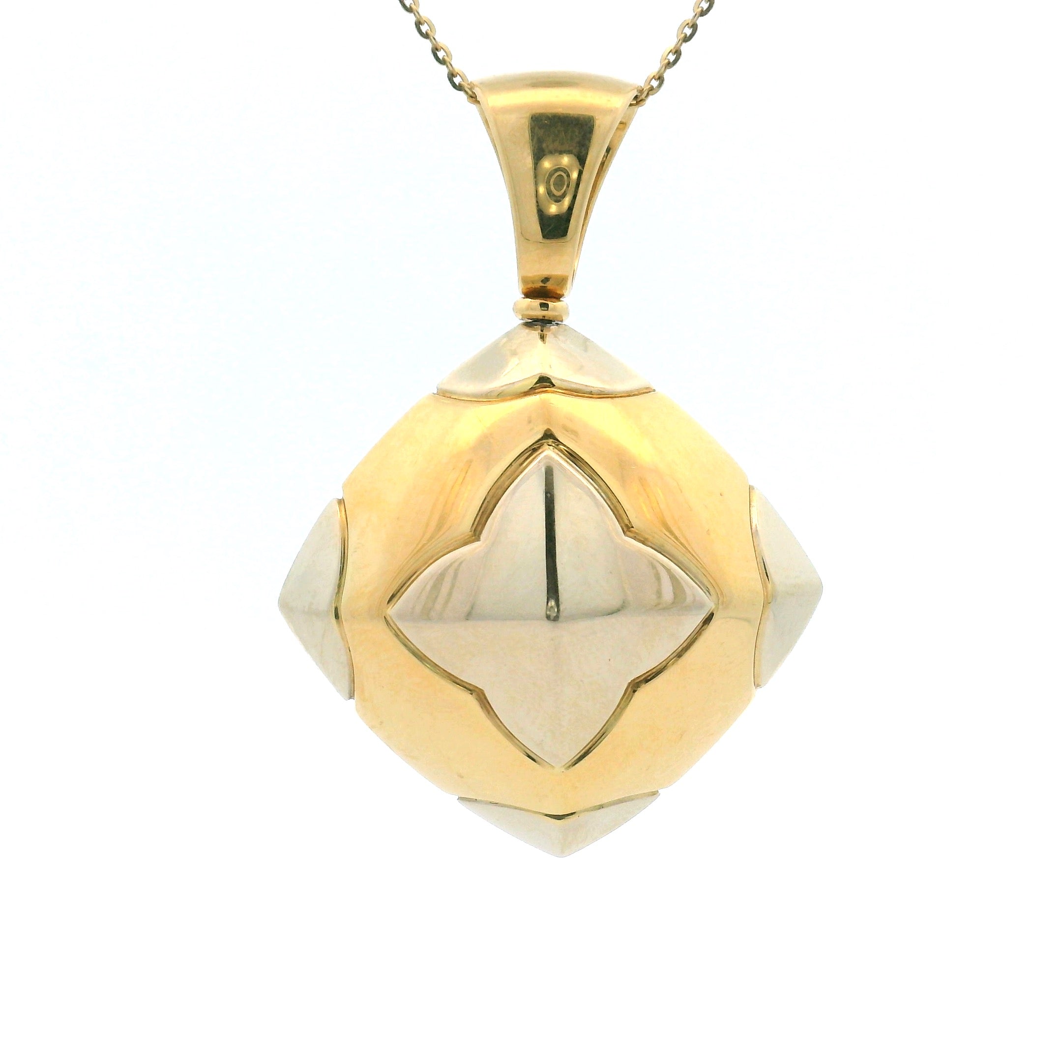 1980s Vintage Bvlgari Parentesi pendant in 18k yellow and white gold, view 1
