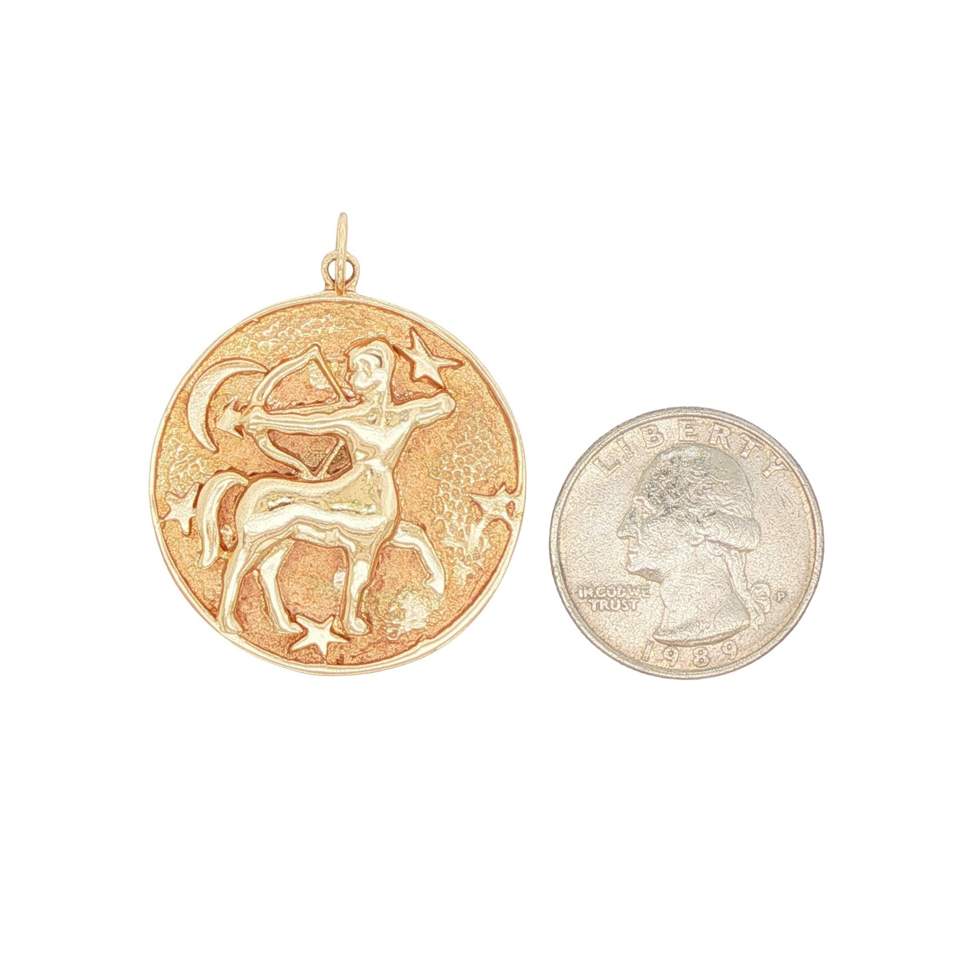 14k Yellow Gold Large Vintage Sagittarius Zodiac Charm