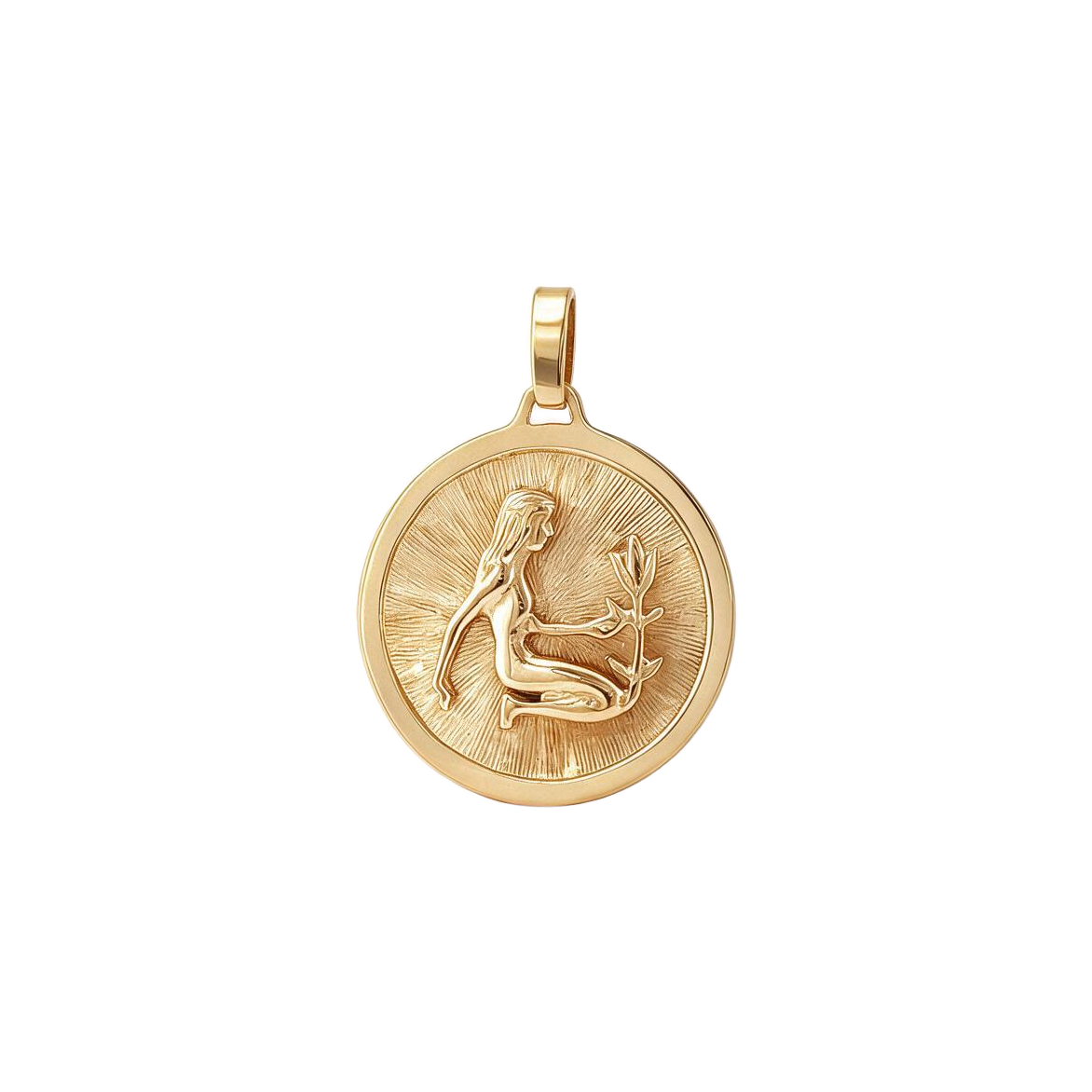 14k Yellow Gold Vintage Virgo with Flower Zodiac Charm