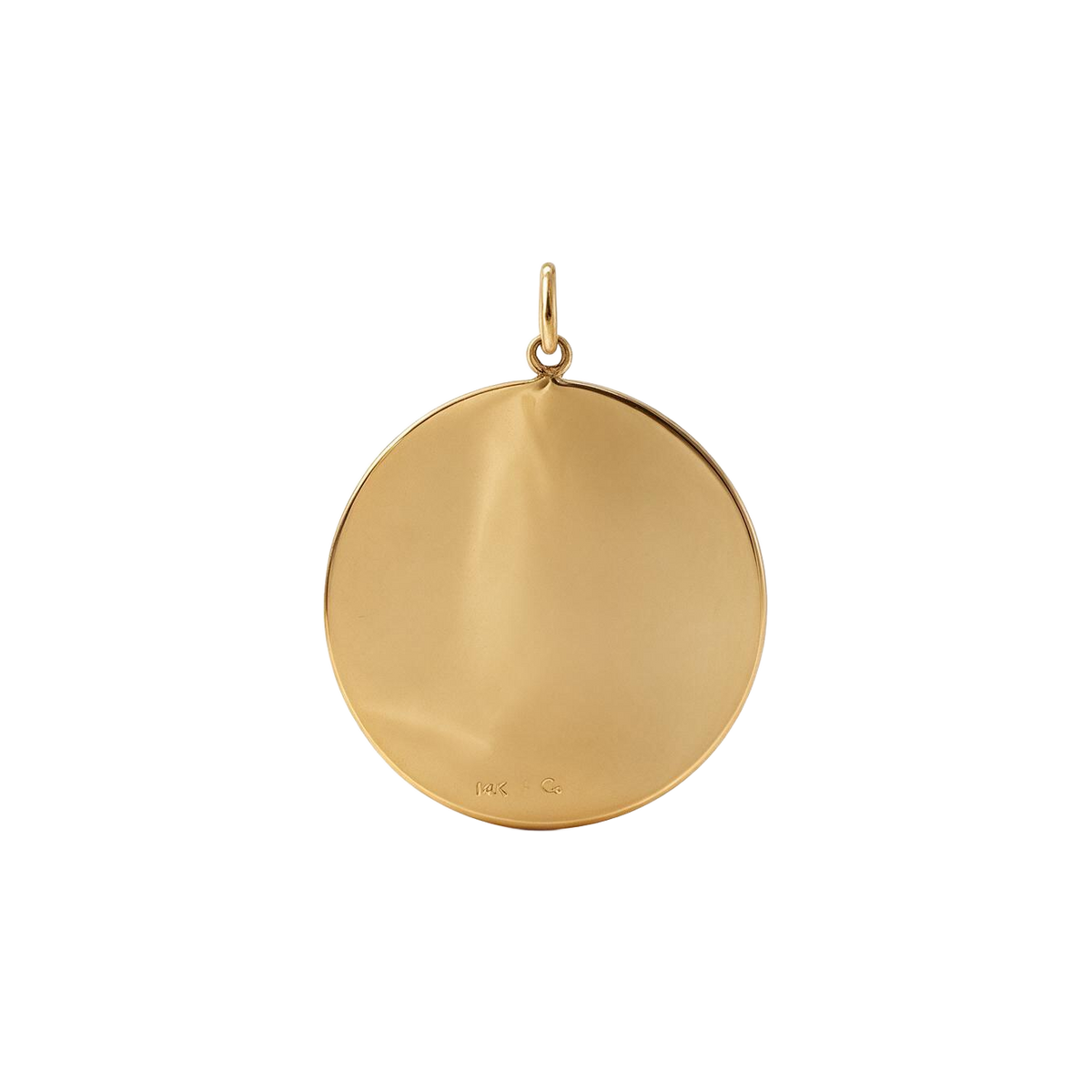 14 Karat Yellow Gold 1950s Vintage Large Engine Turned Sunburst Charm Pendant