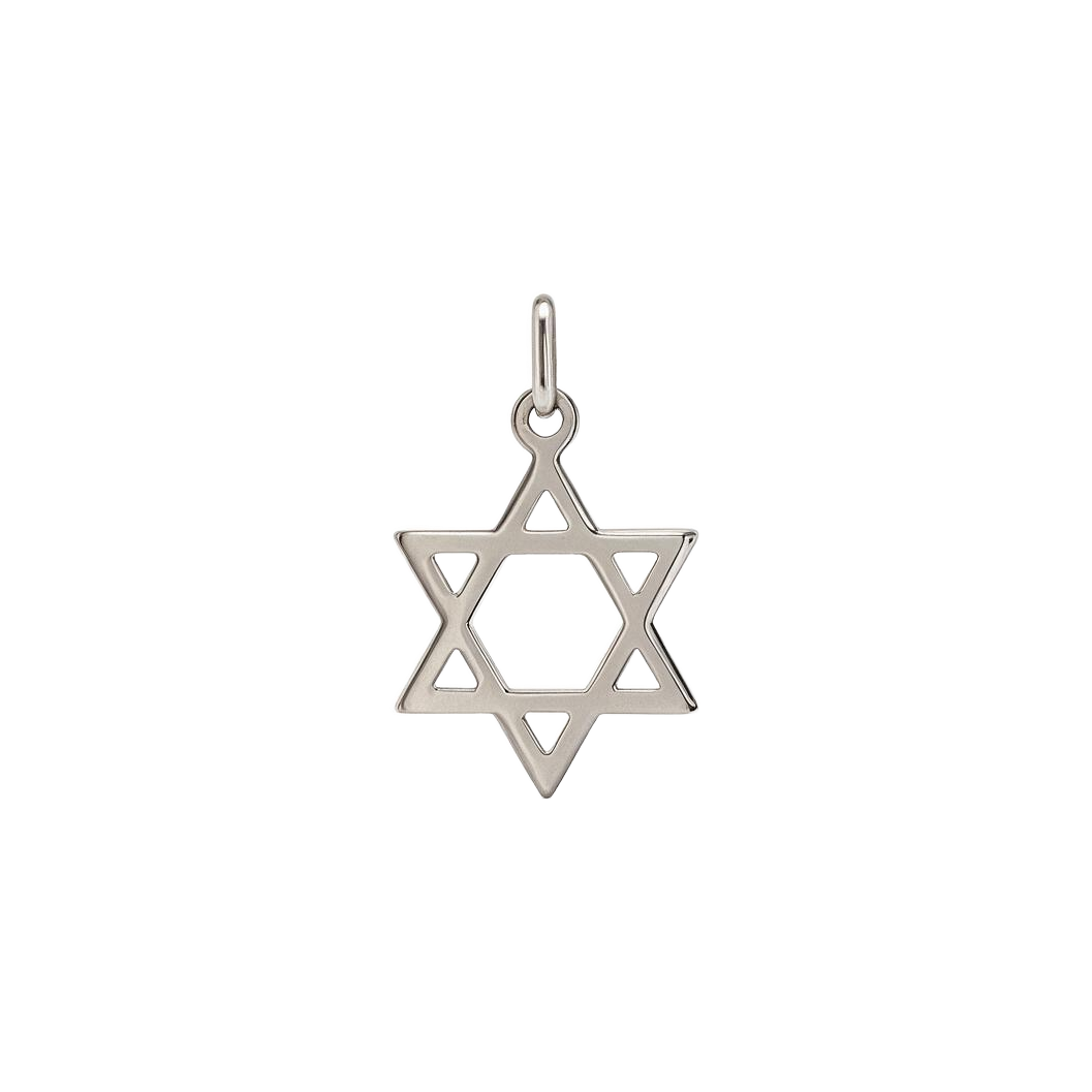 Back of 14k white gold open Star of David charm