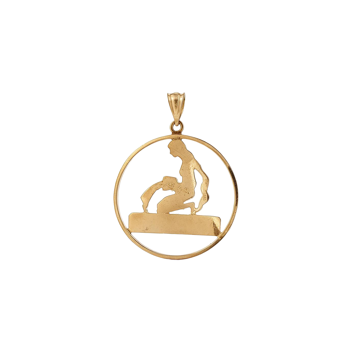 14K Yellow Gold Openwork Aquarius Water Carrier Charm Pendant
