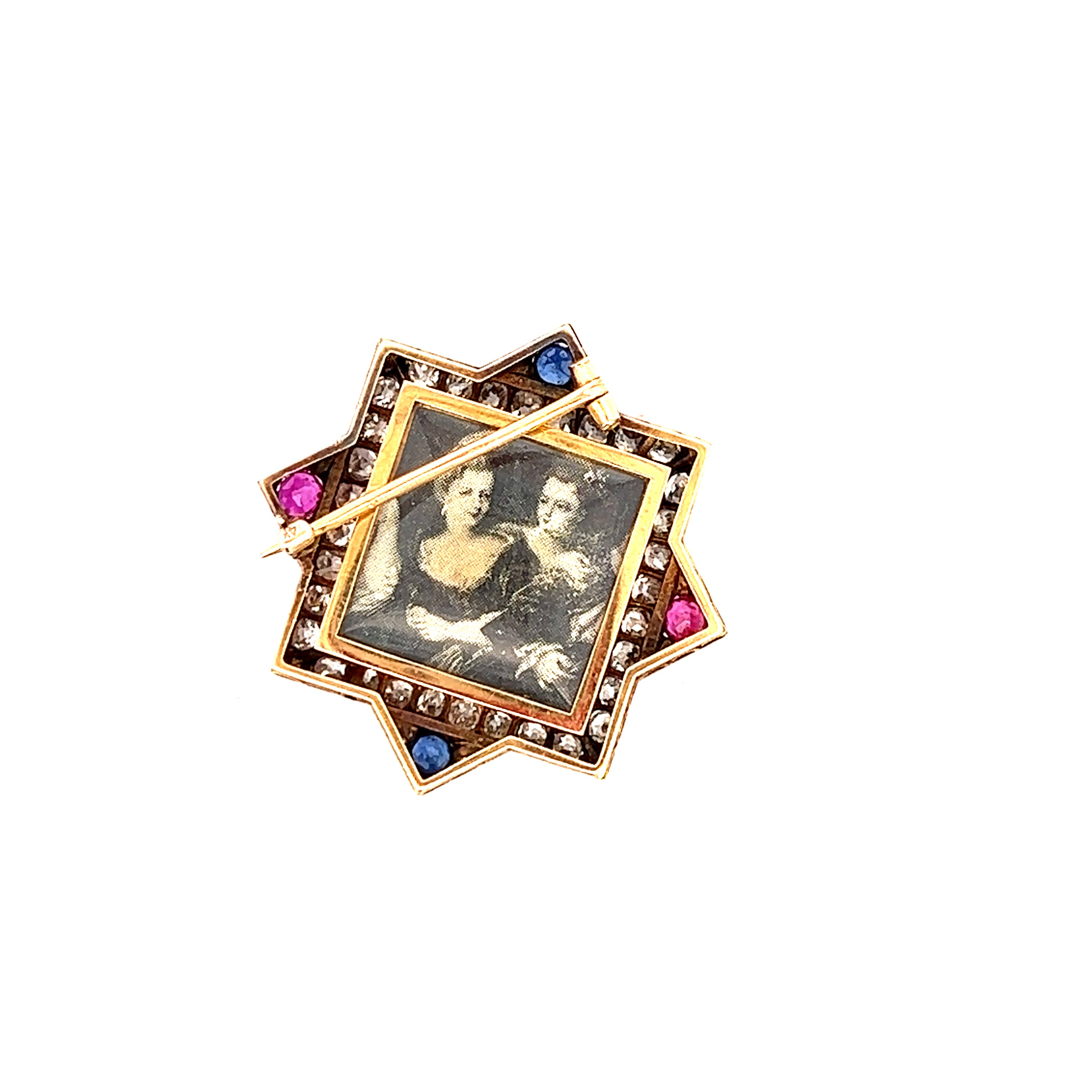 Vintage Multicolored Diamond Square Pin
