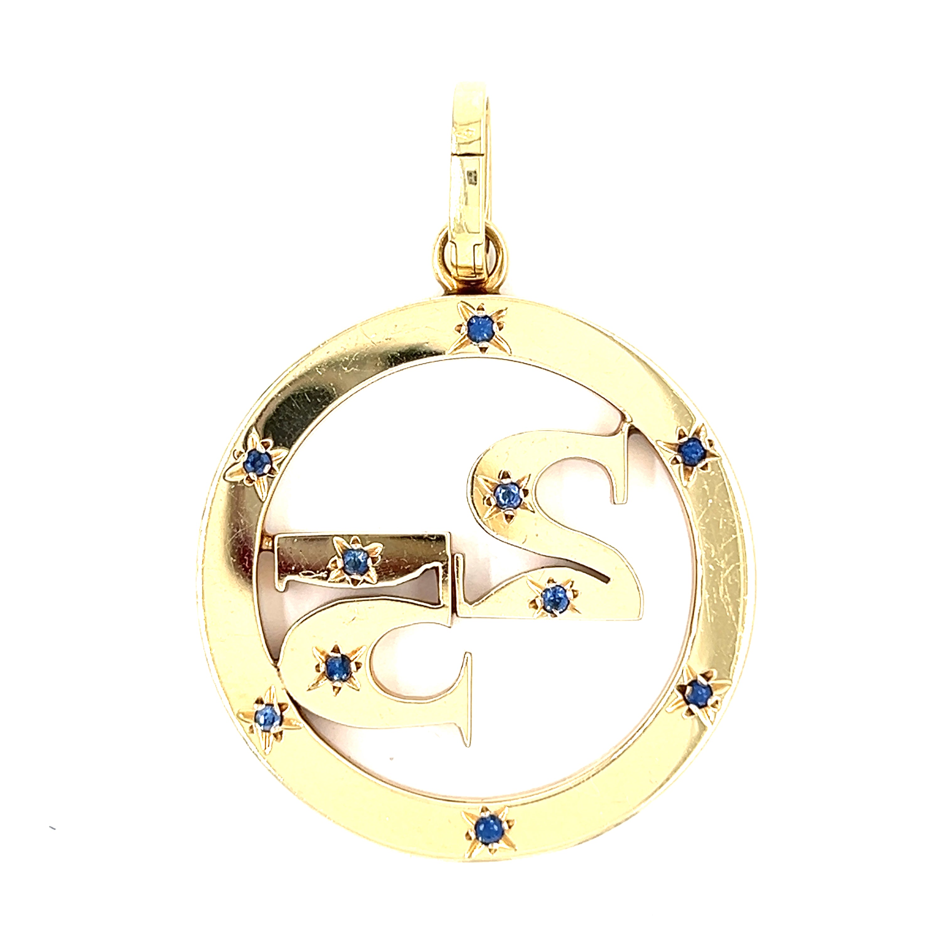 Encanto de oro vintage de rubí y zafiro azul #25 de 18 k