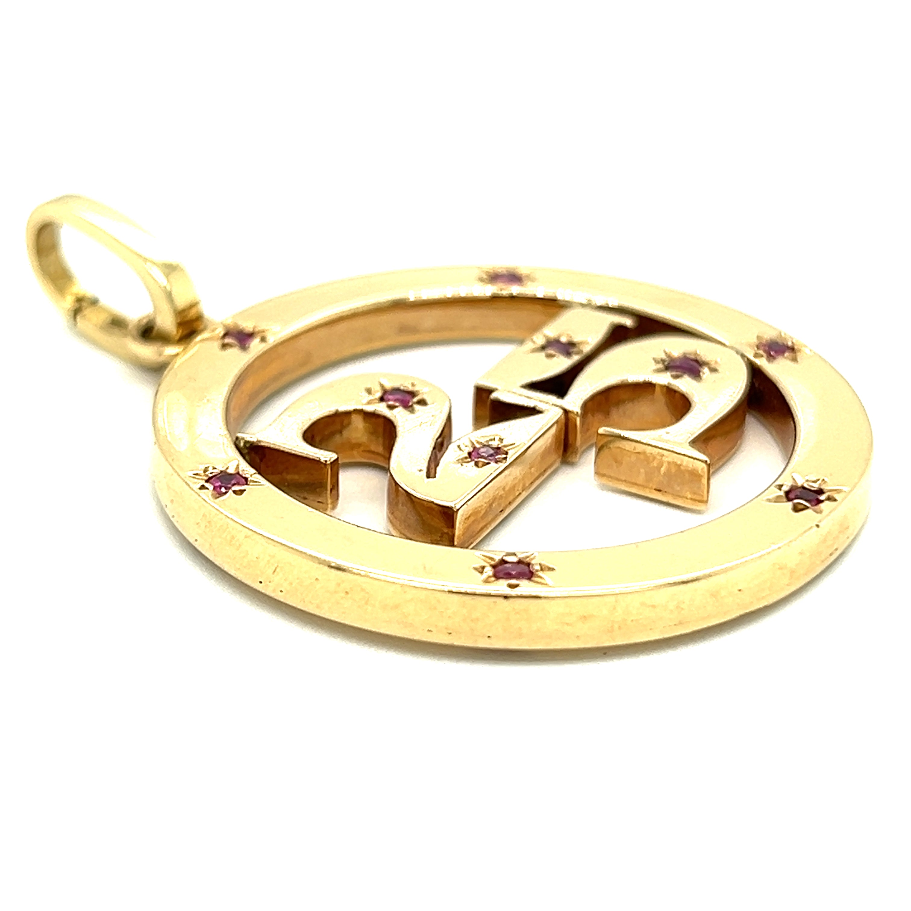 Encanto de oro vintage de rubí y zafiro azul #25 de 18 k