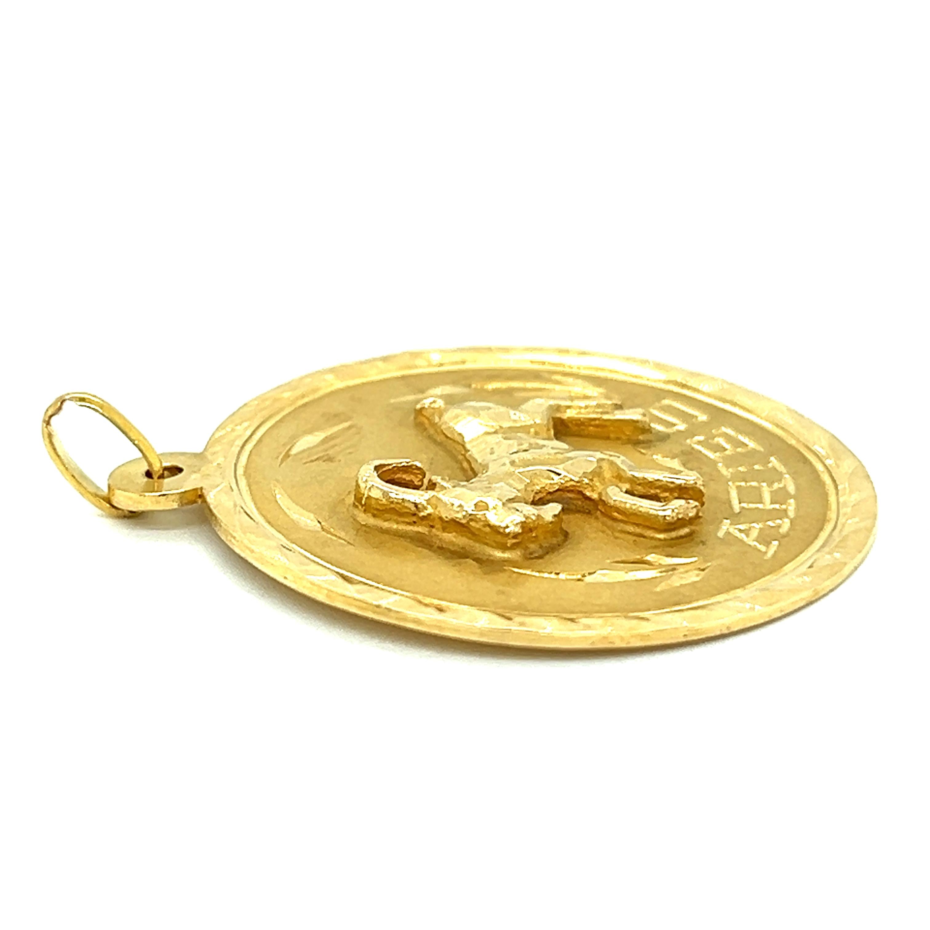 Vintage Aries Zodiac 18k Gold Charm