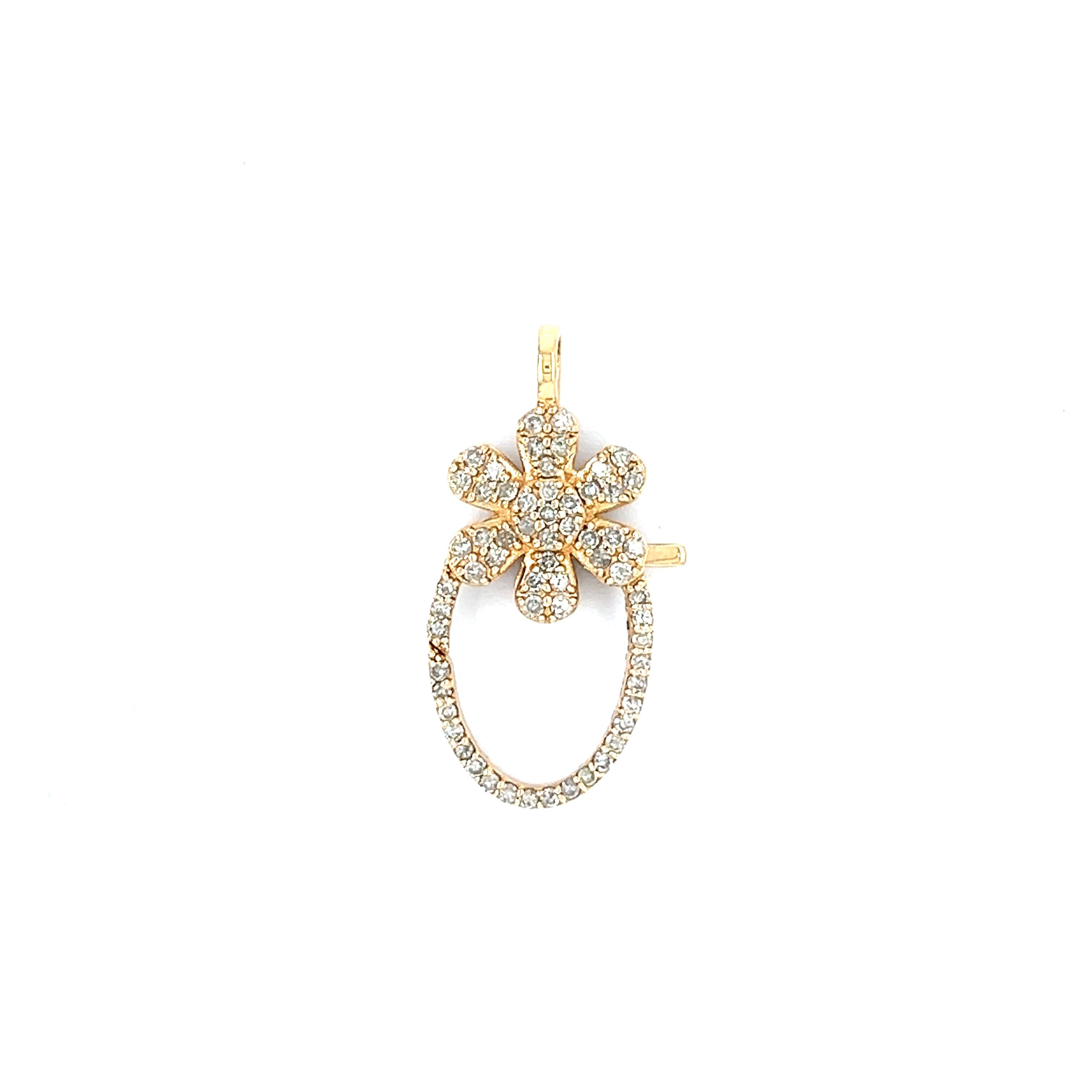 Diamond Flower Spring-Clasp Charm Holder