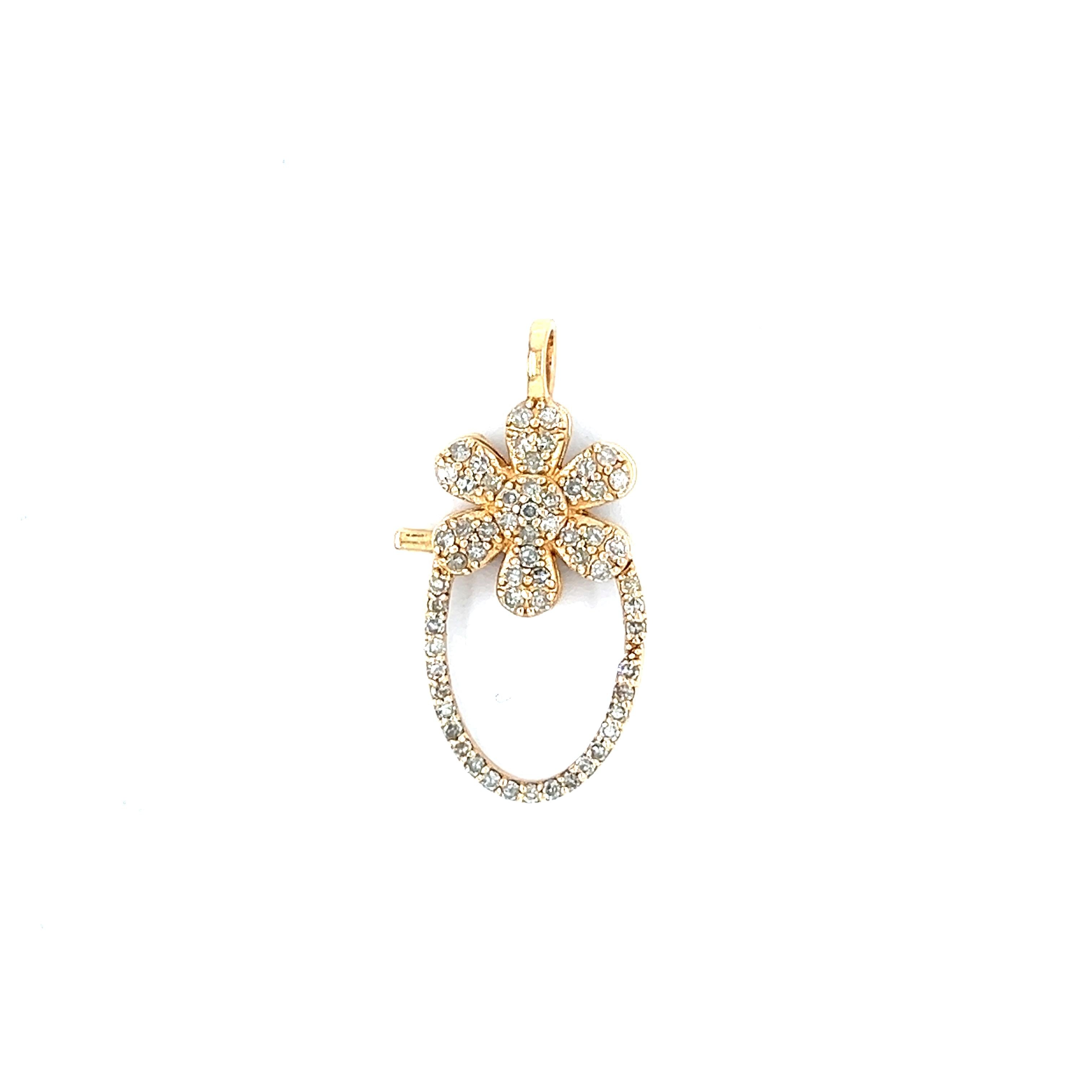 Diamond Flower Spring-Clasp Charm Holder
