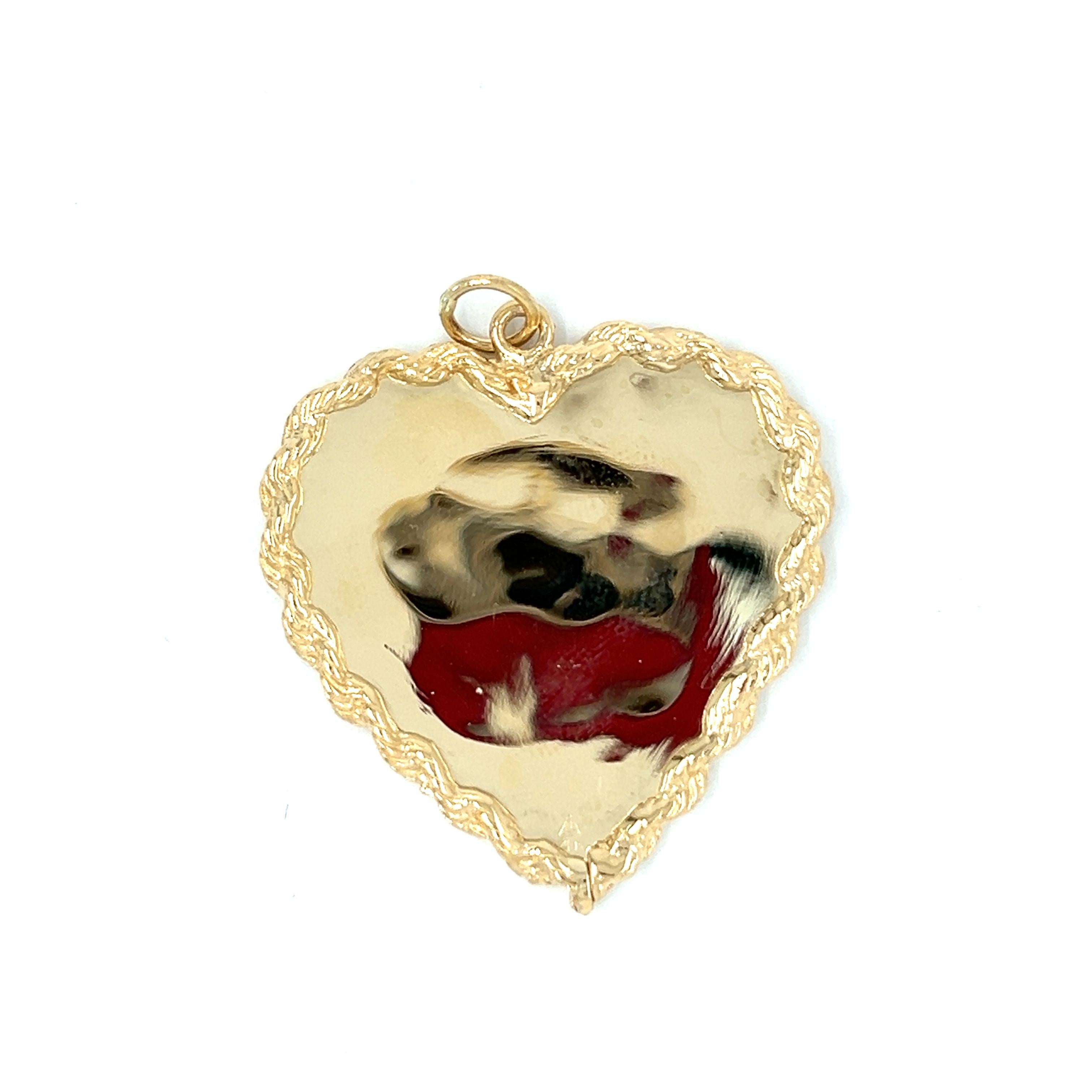 Vintage 14K Gold Engine Turned Heart Charm