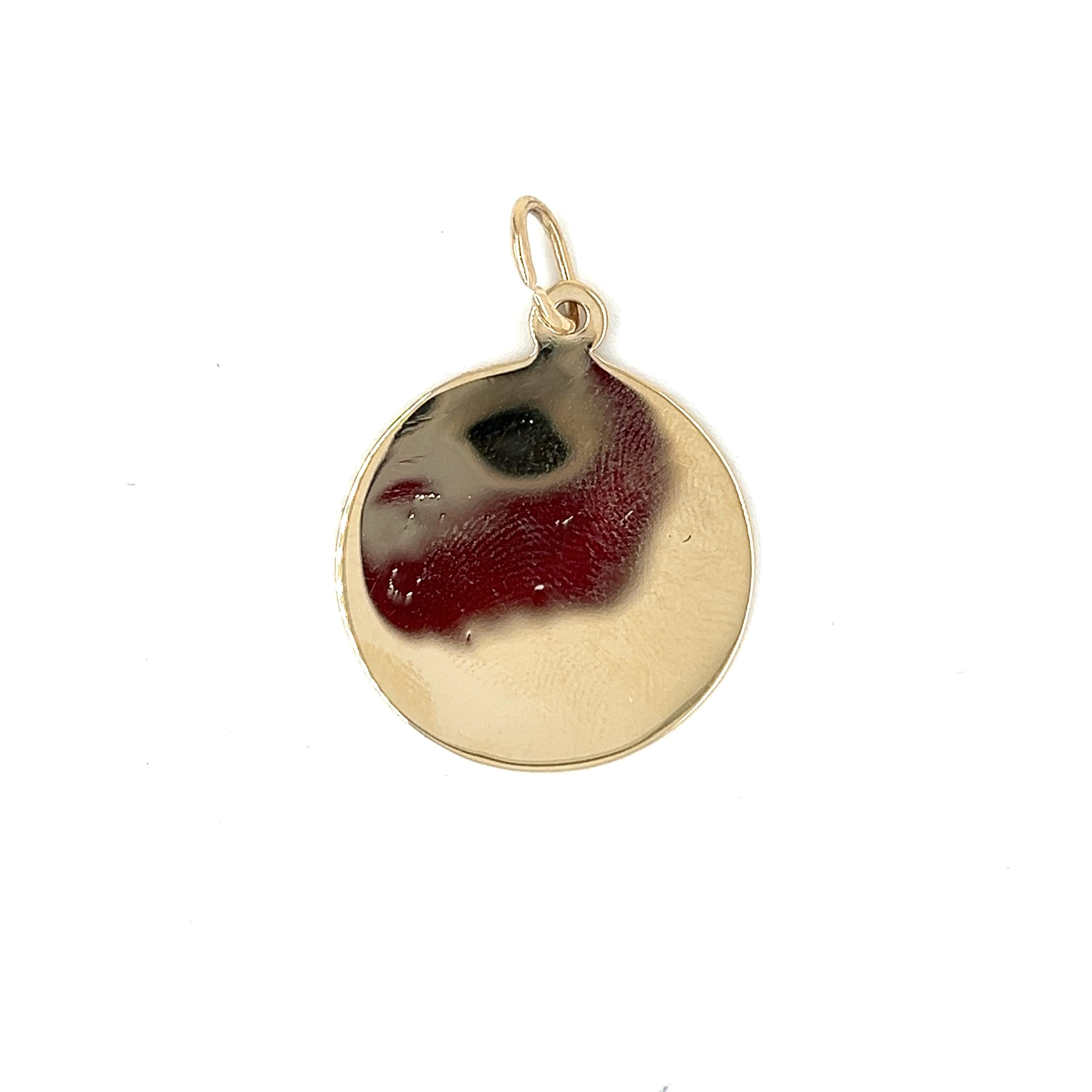 Vintage 14K Gold Engine Turned Circle Charm
