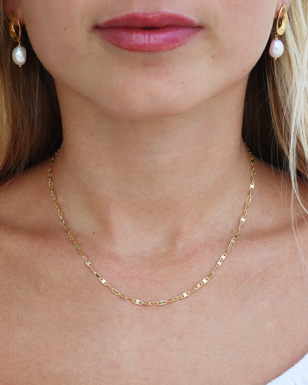 Cadena de eslabones ajustable estilo marinero en oro amarillo de 14 k