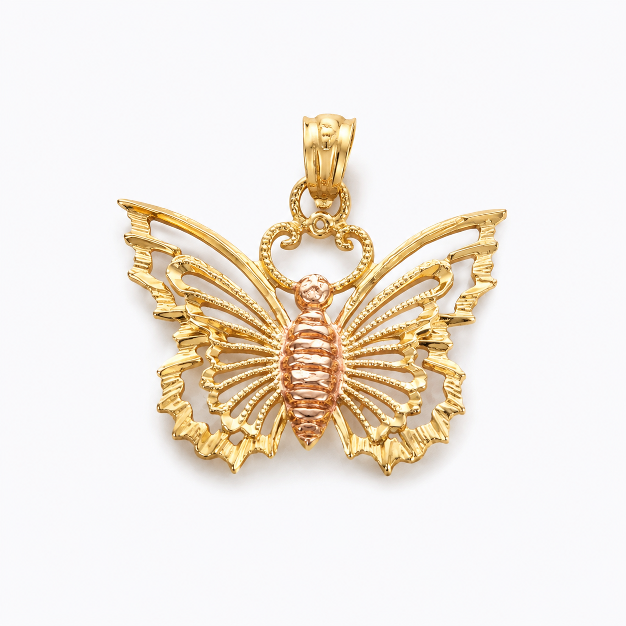 Vintage 14K yellow and Rose Gold Butterfly Charm
