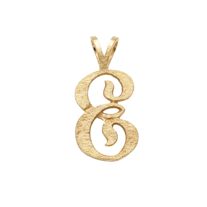 14k Yellow Gold Script Letter "E" Charm