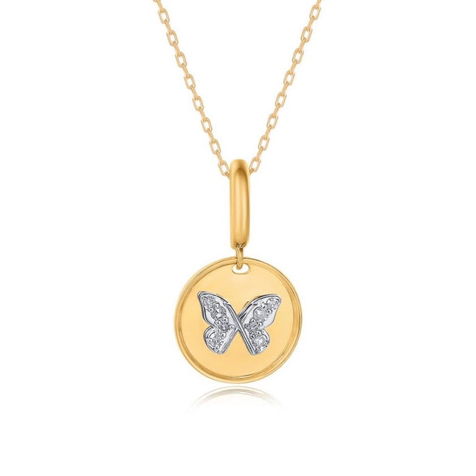14k Yellow Gold Diamond Butterfly Charm