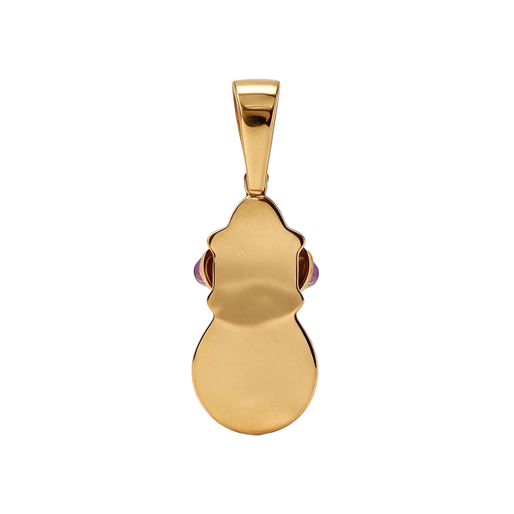 Back of 18k gold vintage intaglio pendant, smooth polished back ready for engraving, with tall ribbed bail